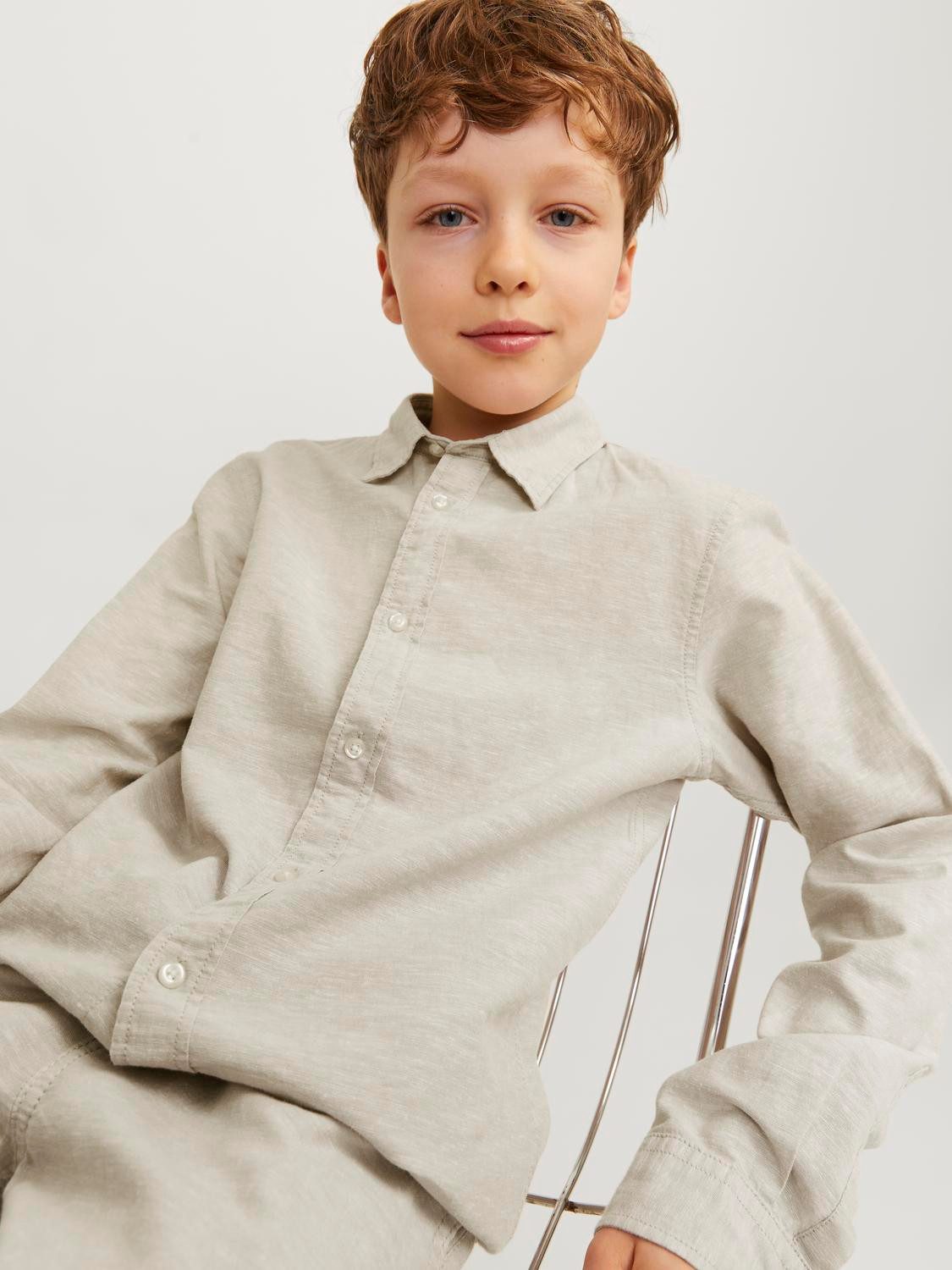 Jack & Jones Junior Overhemd met lange mouwen JJELINEN BLEND SHIRT LS SN JNR