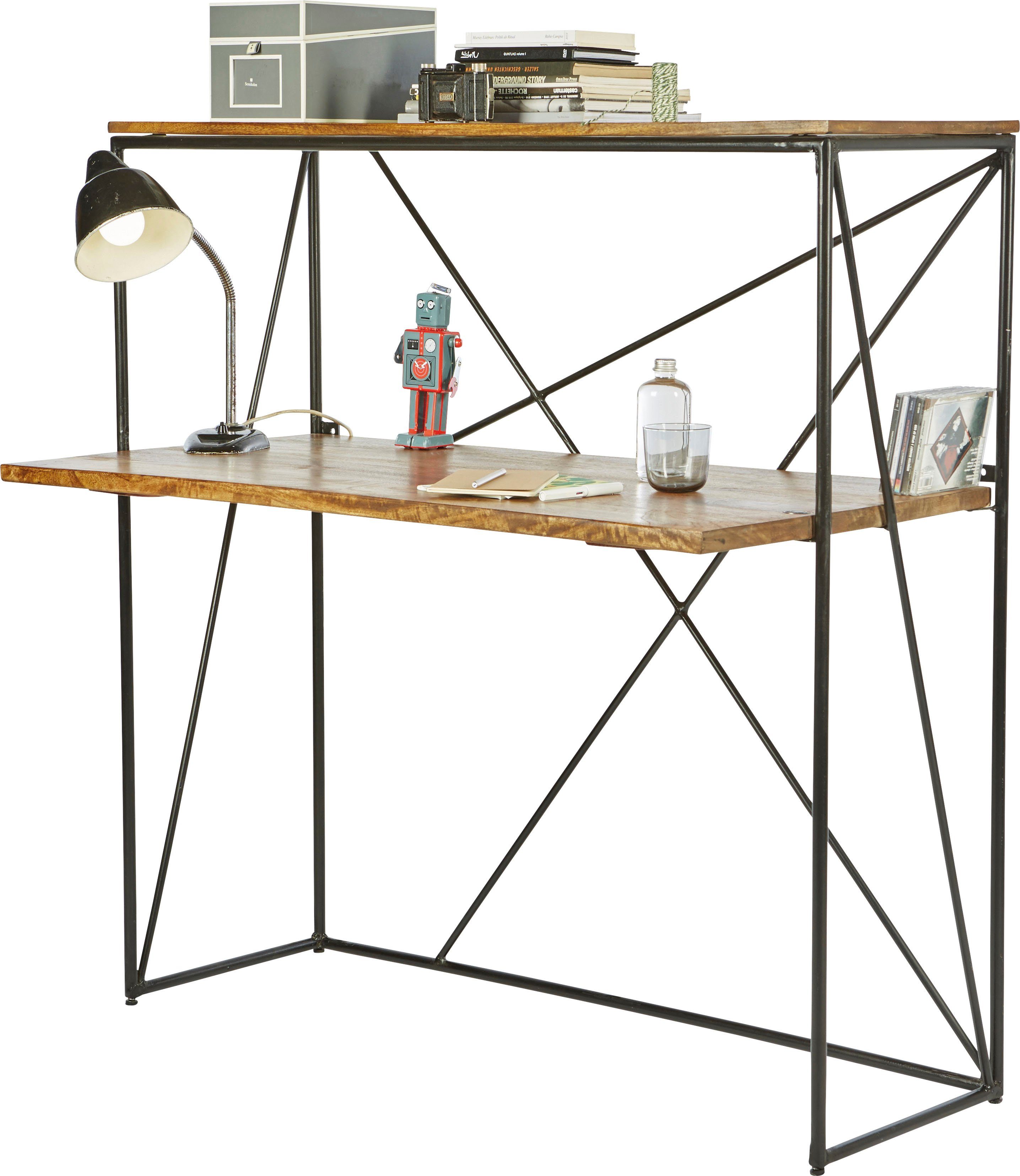 TOM TAILOR HOME Secretaire T-NEST SHELF OFFICE LOW middelhoog, open bureaurek, van mangohout en metaal