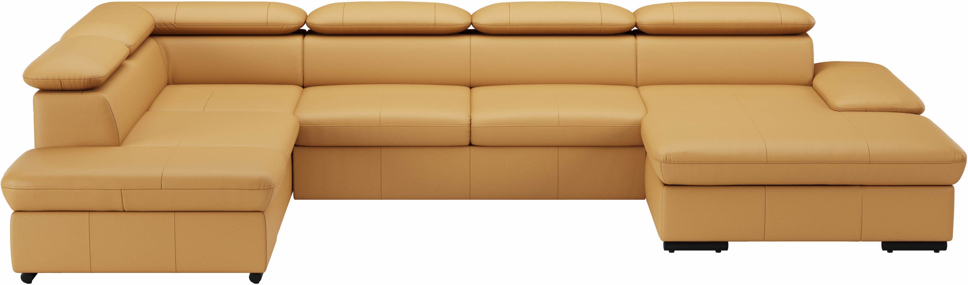 sit&more Zithoek Alcudia U-vorm optioneel met slaapfunctie geel, zithoeken, Breedte ligoppervlak: 124 cm, Lengte ligoppervlak: 269 cm