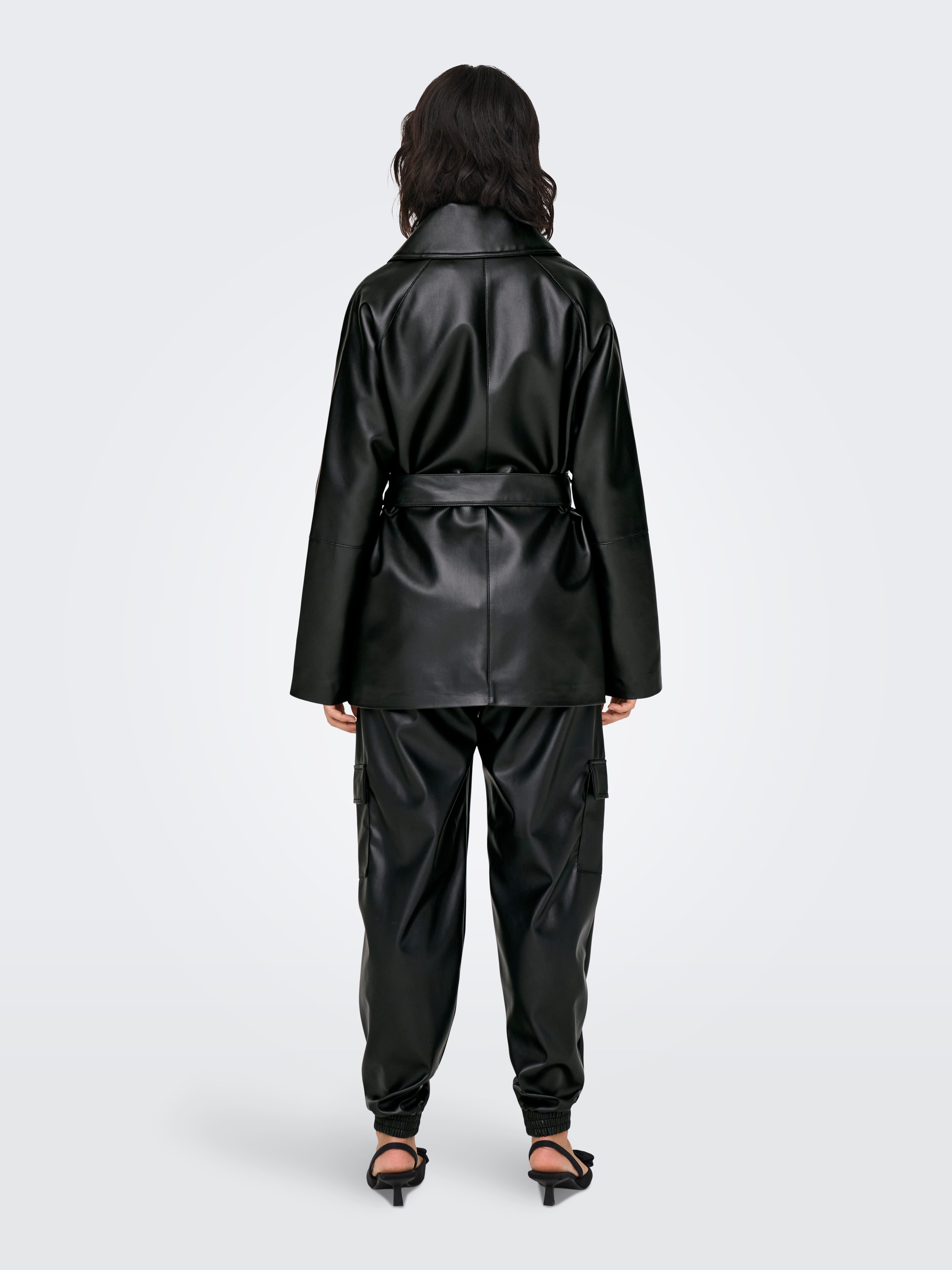 Only Imitatieleren jack ONLSOFIA FAUX LEATH SHORT TRENCH CC OTW