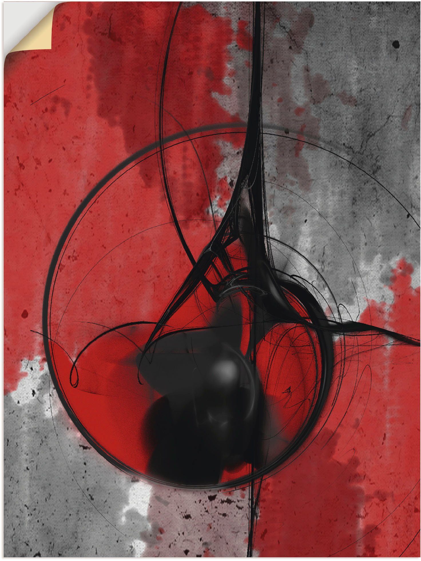 Artland Artprint Abstract in rood en zwart in vele afmetingen & productsoorten - artprint van aluminium / artprint voor buiten, artprint op linnen, poster, muursticker / wandfolie