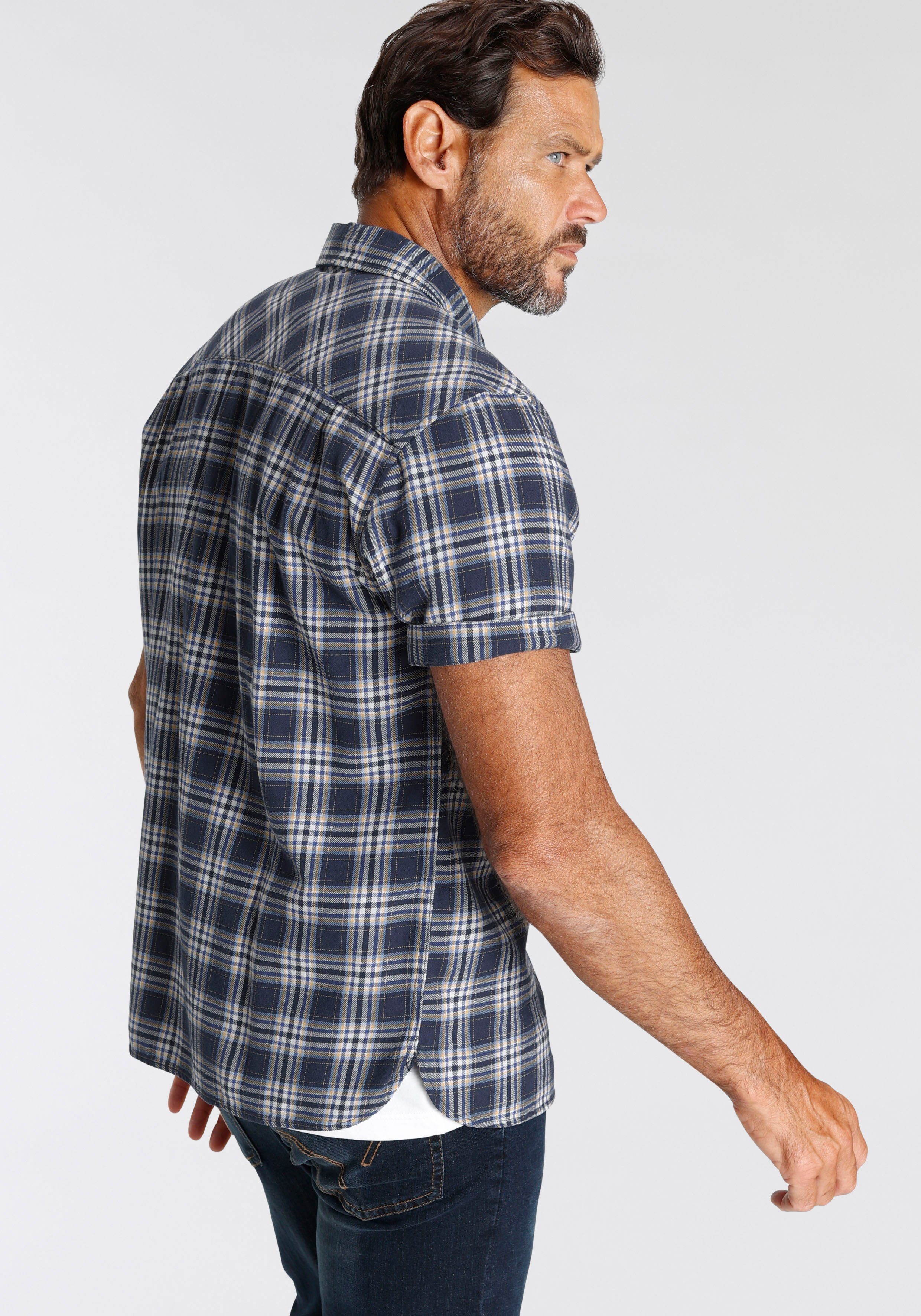Man's World Overhemd met korte mouwen met kleine print op de borst