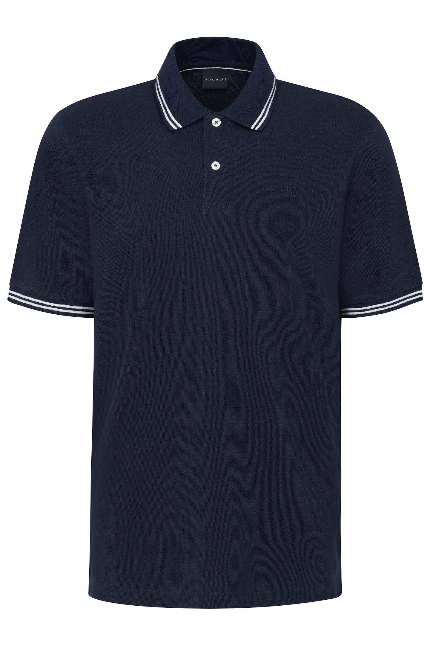 Bugatti Poloshirt met contraststrepen en borstborduursel