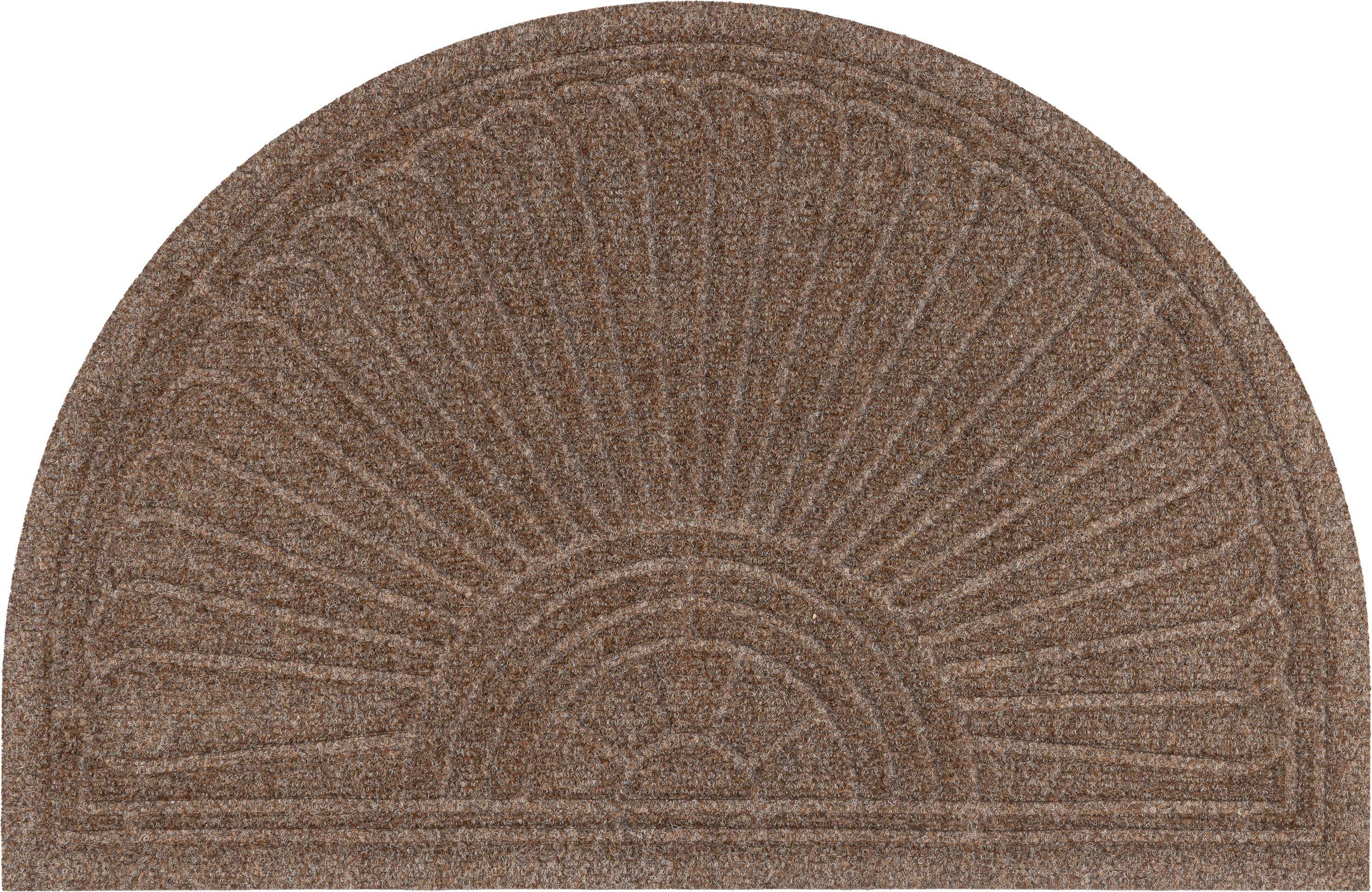 wash+dry by kleen-tex mat dune halfmoon taupe inloopmat, antislip, geschikt voor binnen en buiten, wasbaar bruin