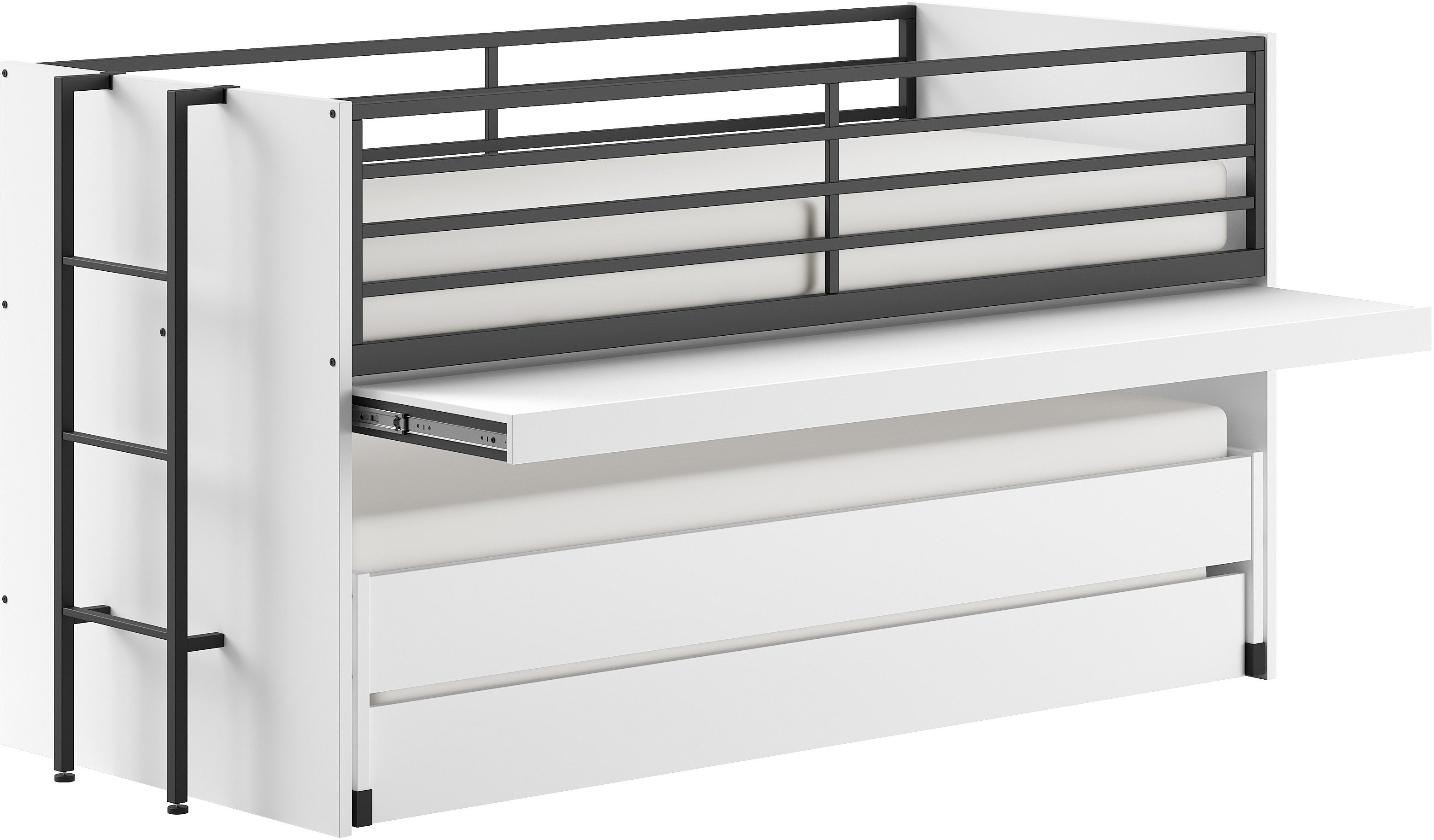 Home affaire Stapelbed voor kleine ruimtes, 2 ligplaatsen, bedlade, inclusief bureau, decor