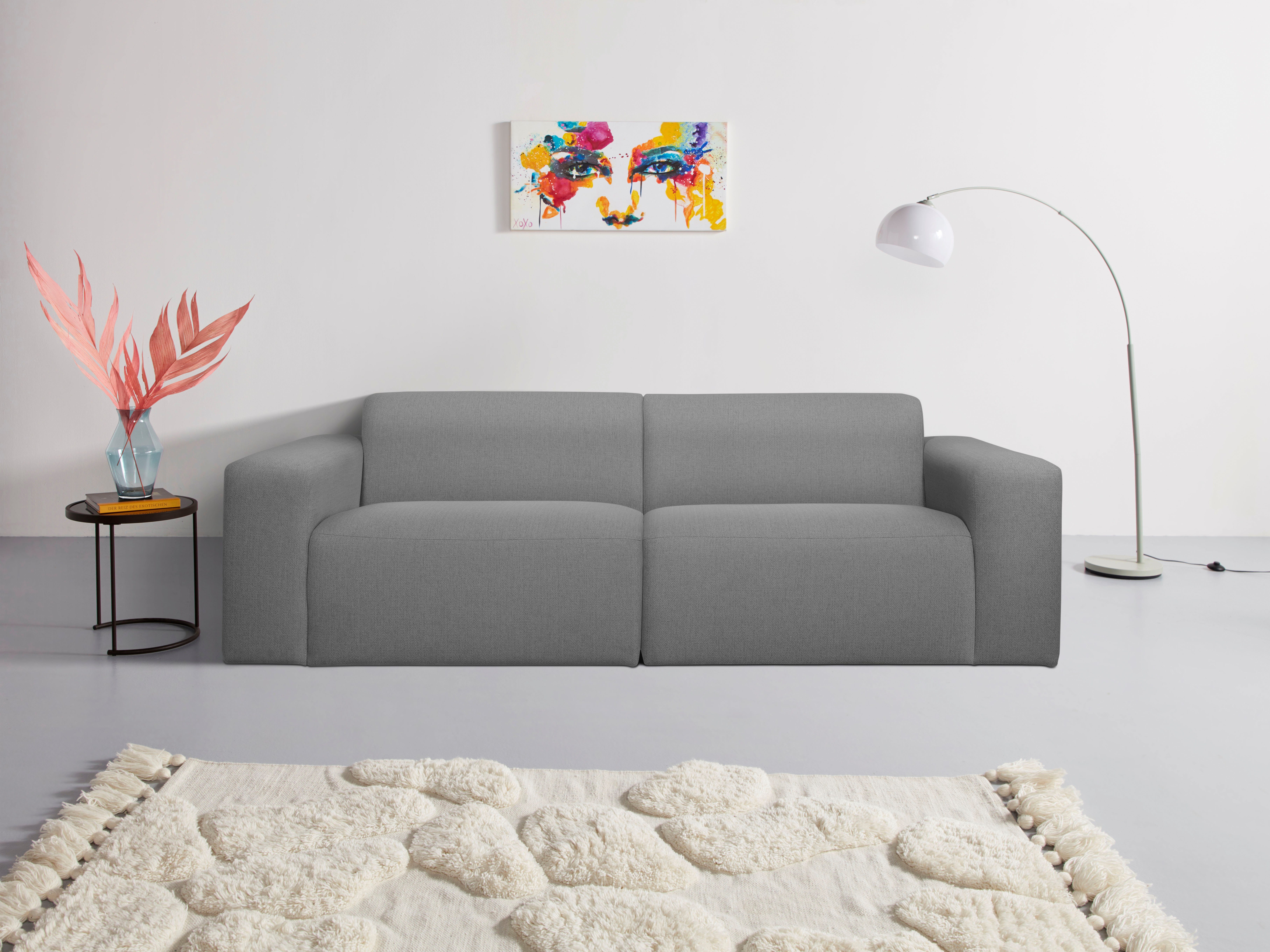 INOSIGN 3-zitsbank Koa, 228 cm, modulair bankstel in webstof, cord Designbank in corduroy, zachte lounge-zitcomfort grijs, 3-zitsbanken