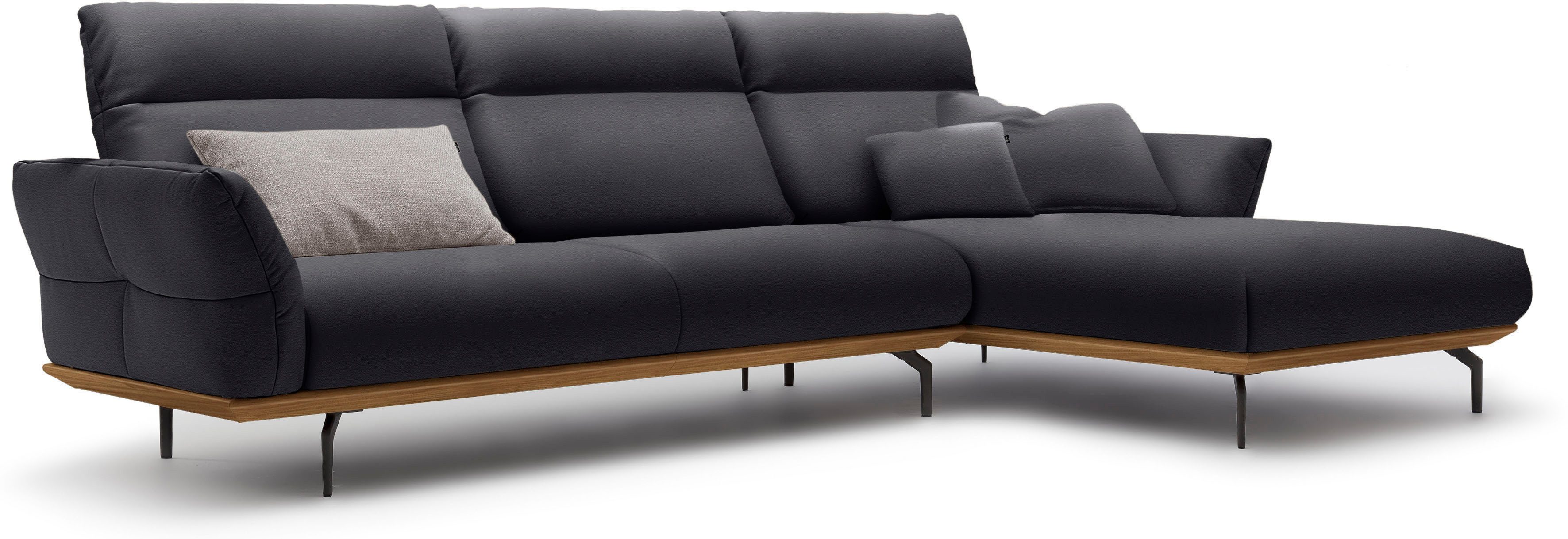 Creation BY ROLF BENZ Hoekbank Hs.460 Sokkel in walnotenhout, onderstel in umbra grijs, breedte 318 cm