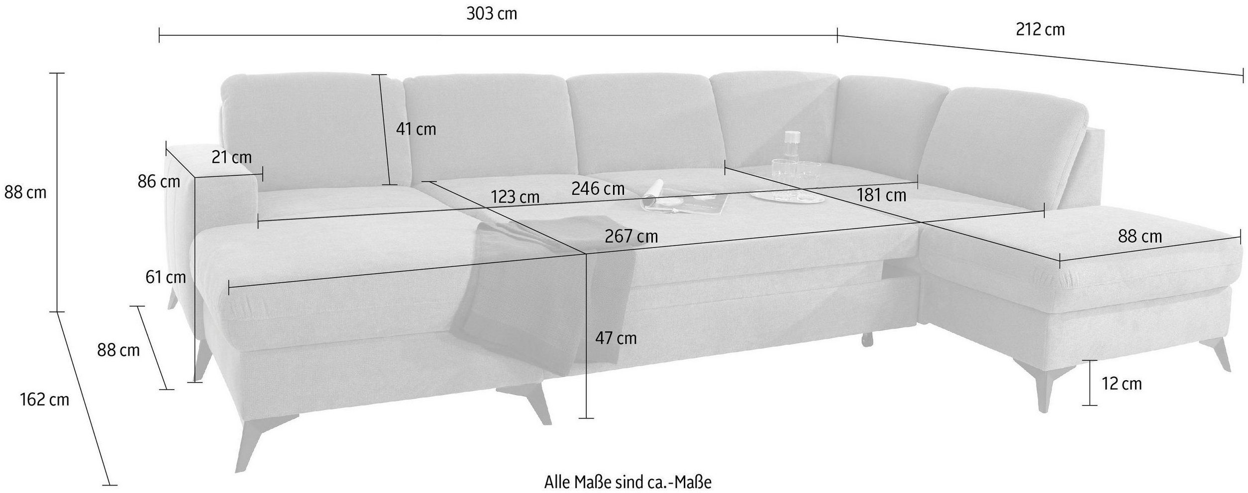 Places of Style Zithoek Lolland U-vorm Naar keuze met slaapfunctie en bergruimte, ook met afwasbare bekleding