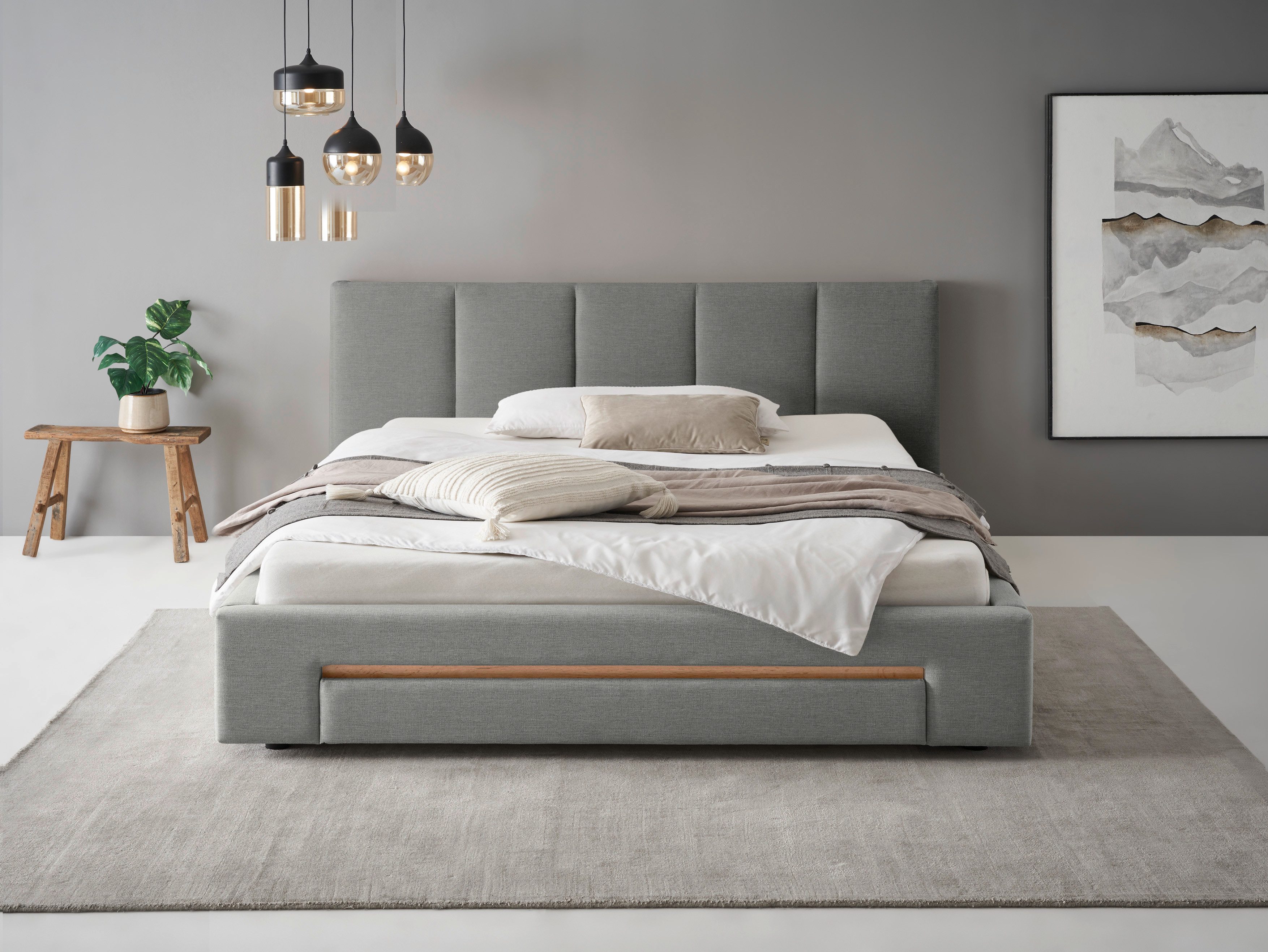 INOSIGN Gestoffeerd bed CiTY/GiRON, bedframe met bedlade, gestoffeerd opbergbed met hondenbed of opberglade, bekleding van corduroy of linnenlook