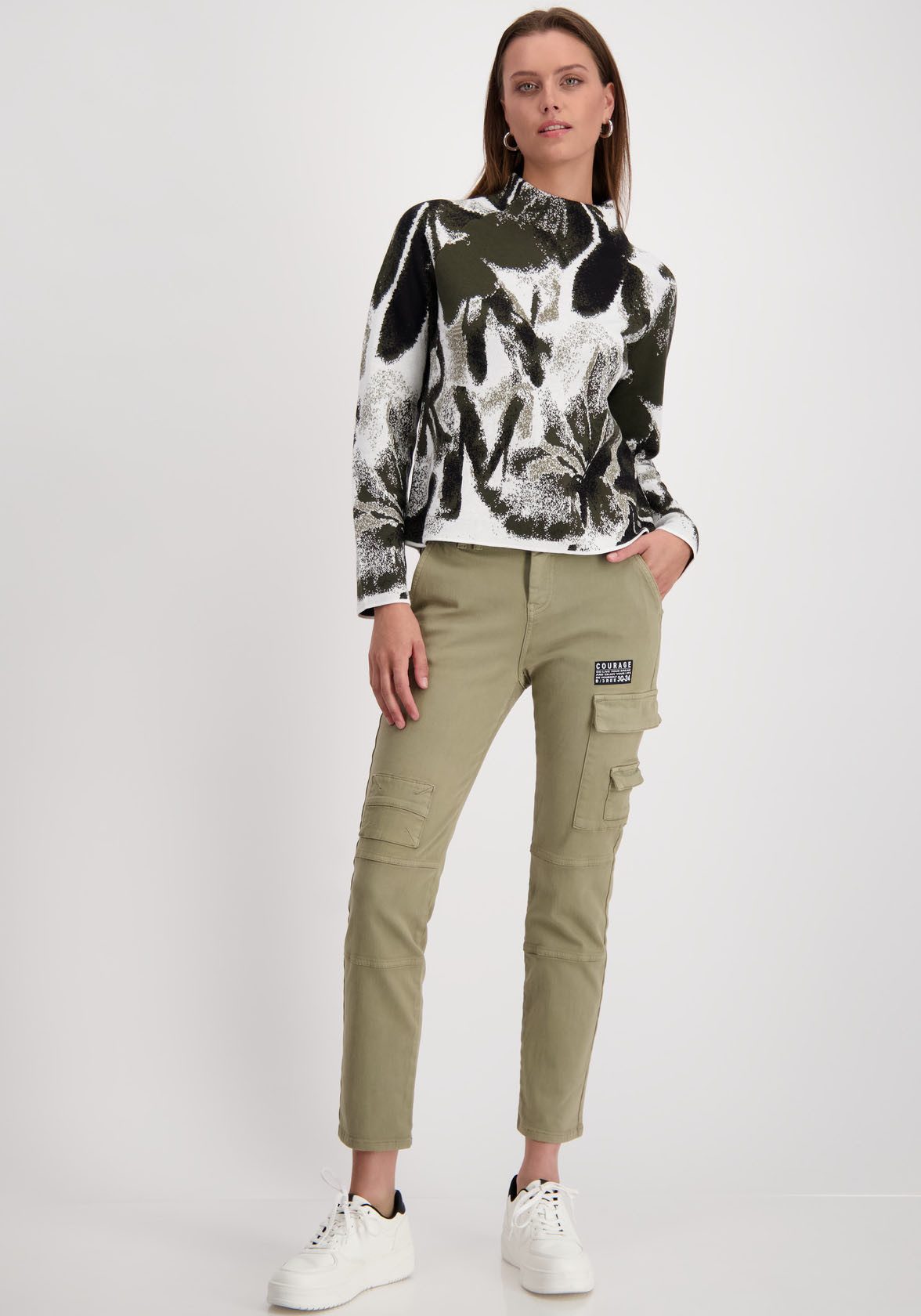 Monari Gebreide trui met bloemenprint