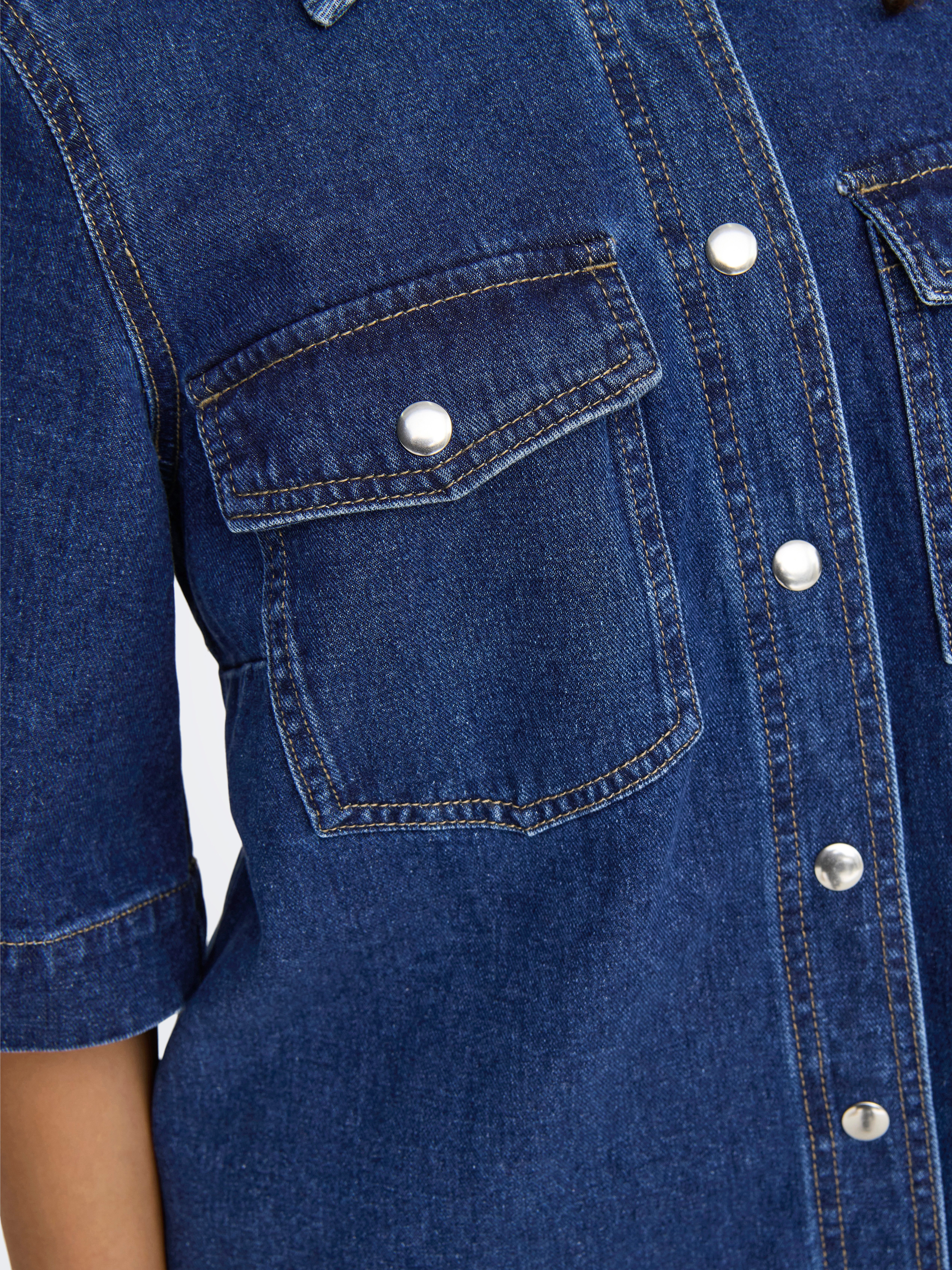 Only Jeans jurk ONLBELLE S/S BUTTON DRESS DNM GUA NOOS