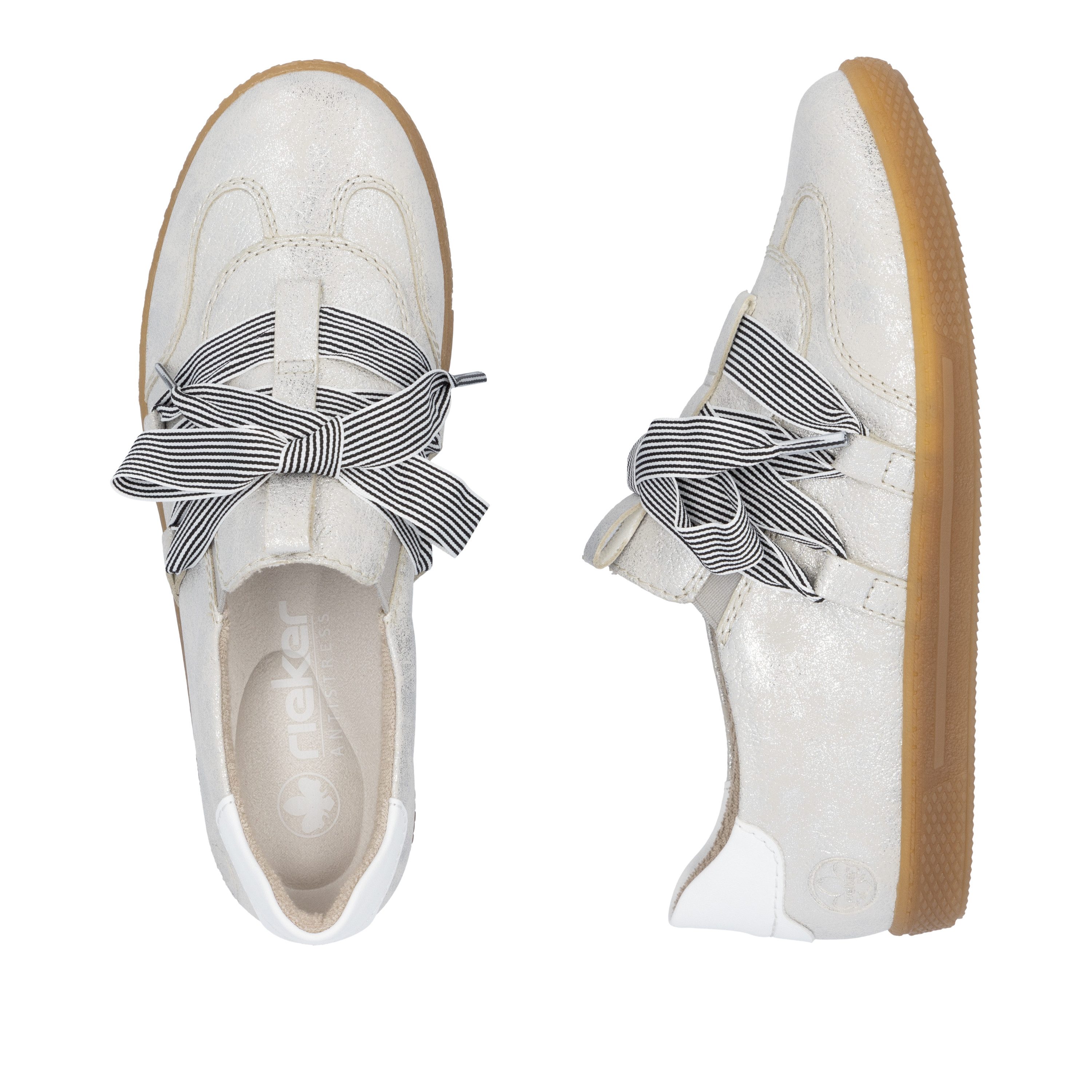 Rieker Slip-on sneakers , slipper, lage schoen, vrijetijdssneaker met modieuze veters