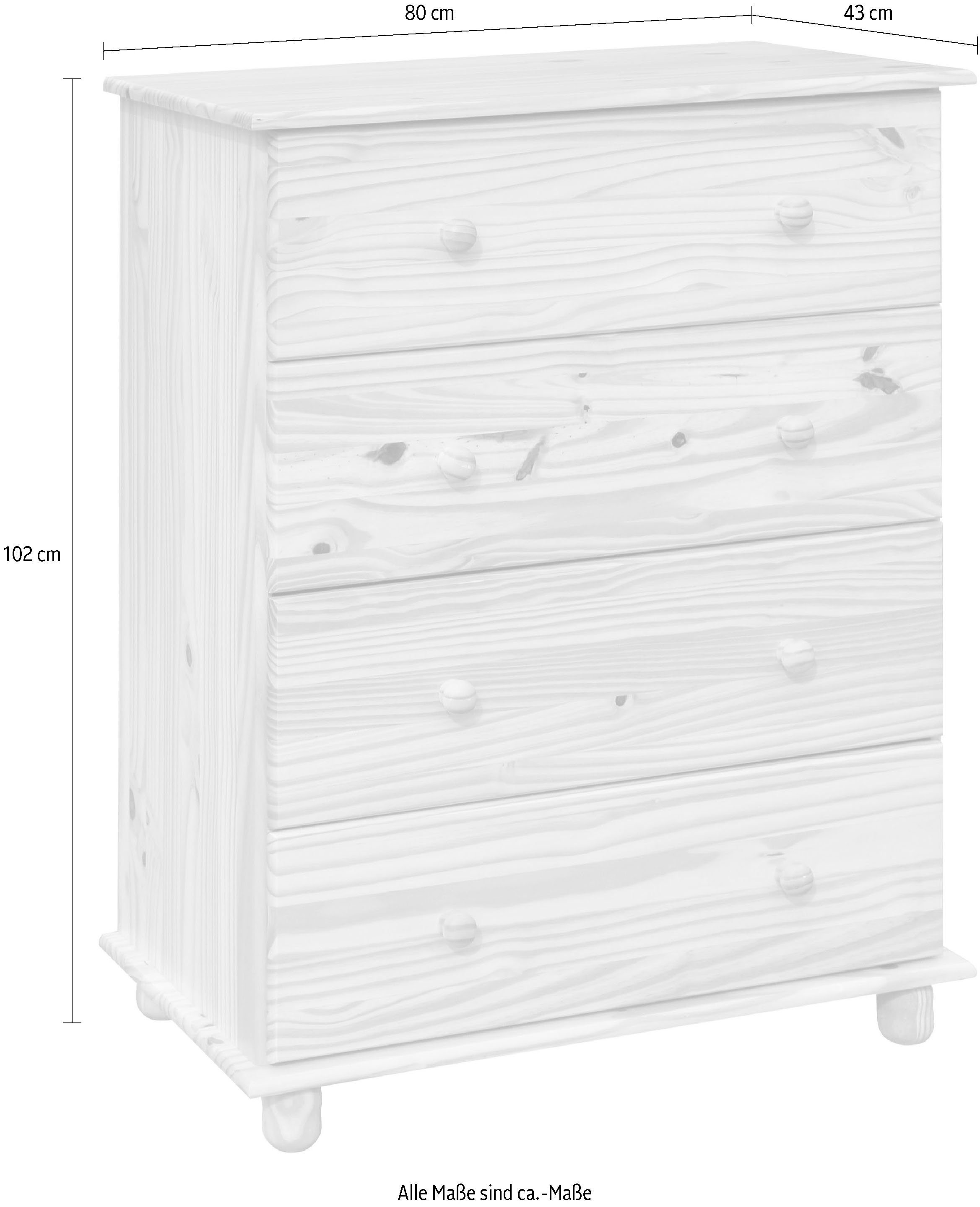 Home affaire Kast Chur gemaakt van massief grenen, breedte 80 cm, hoogte 102 cm