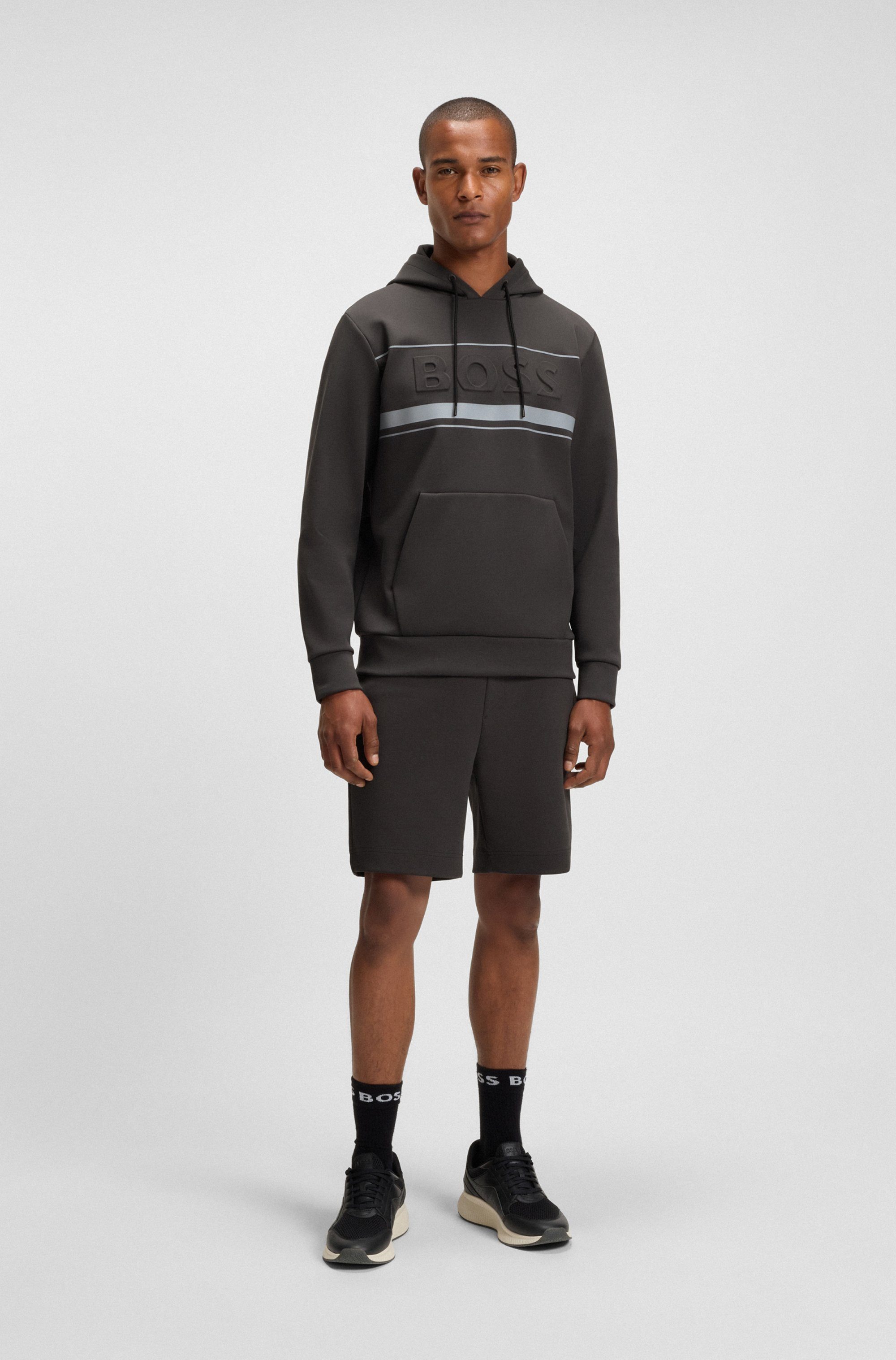 BOSS GREEN Hoodie Soody Zone met geperst logo en sportieve strepen