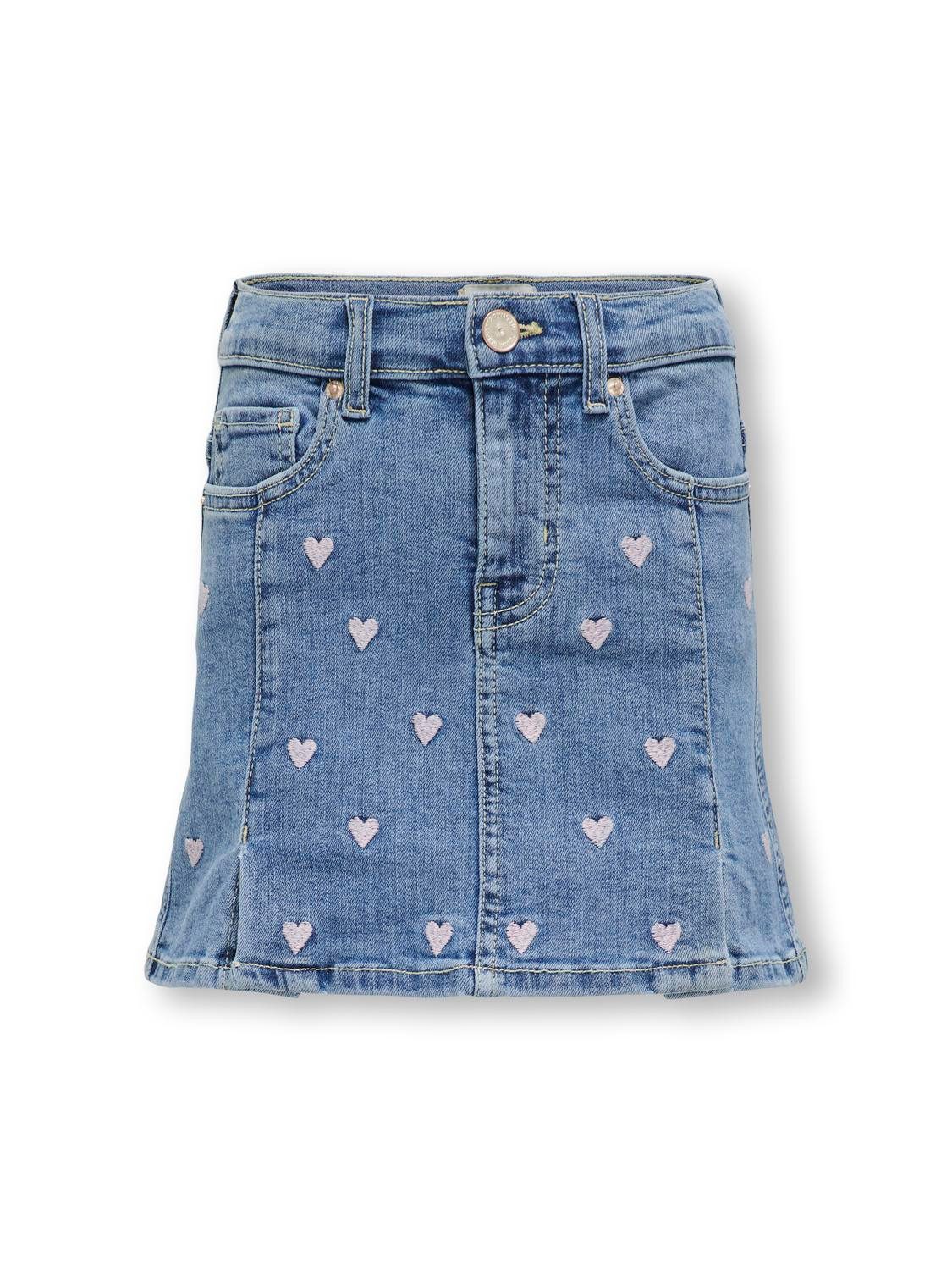 KIDS ONLY Jeans rok KOGHOXTON HEART EMBROIDERY DNM SKIRT meisjes rokken maat 140 blauw