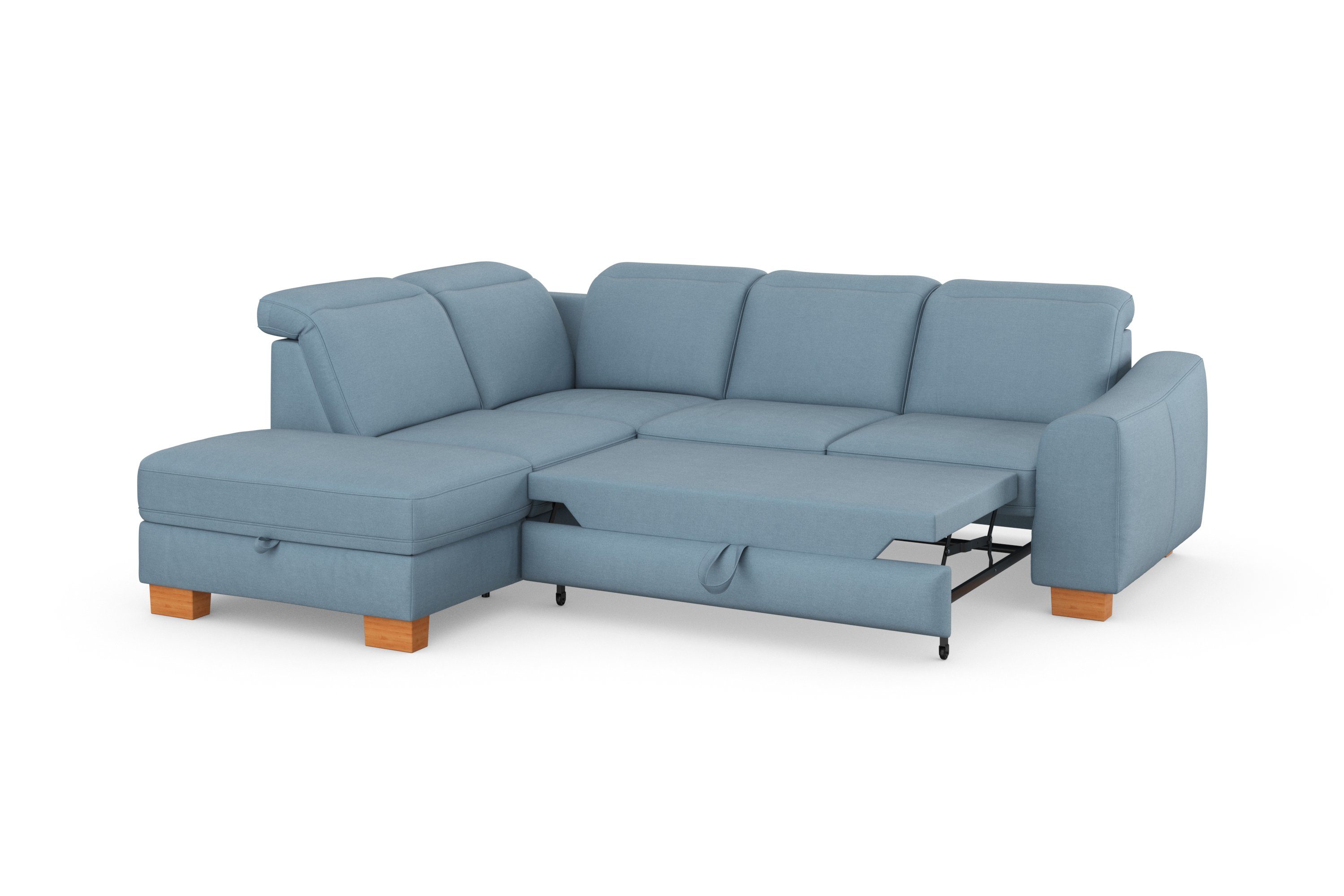 sit&more Hoekbank Dundee L-vorm met binnenvering en massief houten poten, naar keuze met verstelbare hoofdsteun