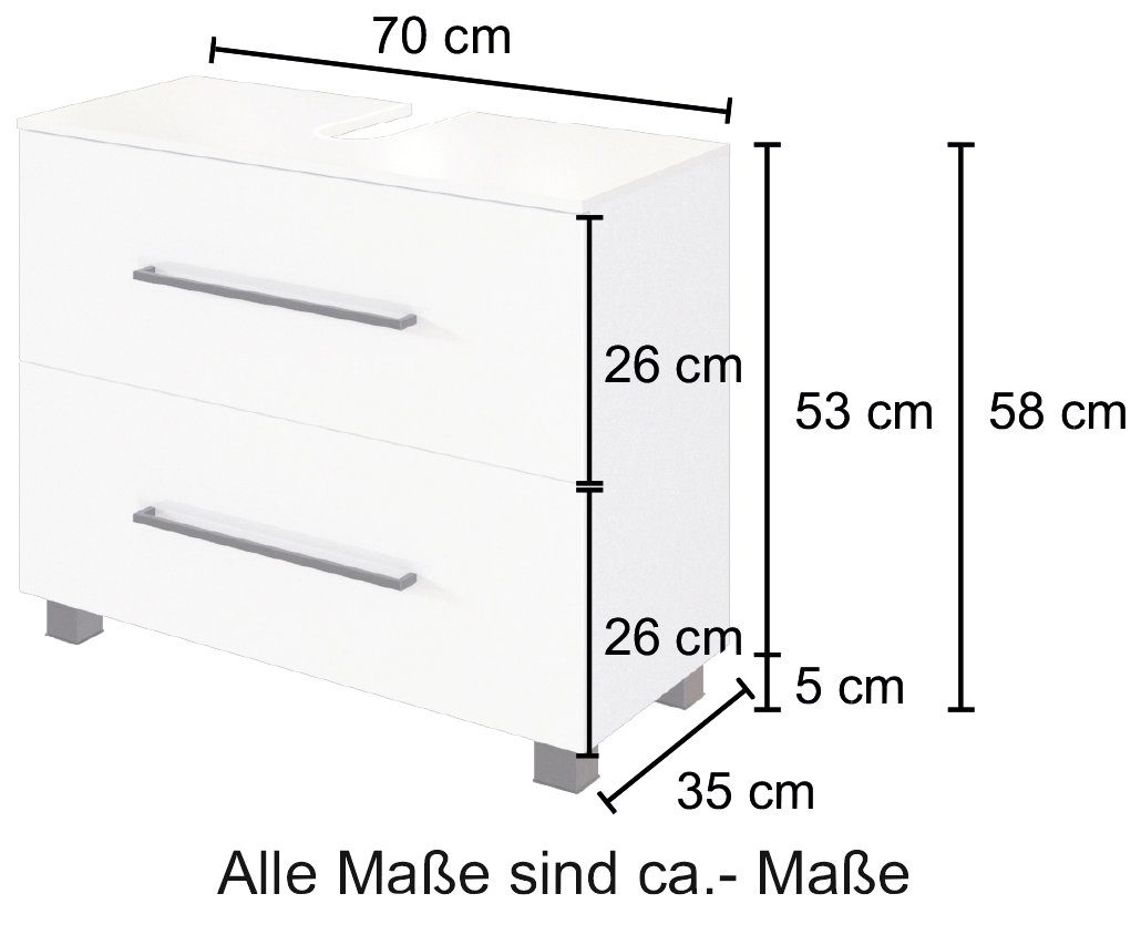 welltime Wastafelonderkast Luena Breedte 70 cm, met sifonuitsparing