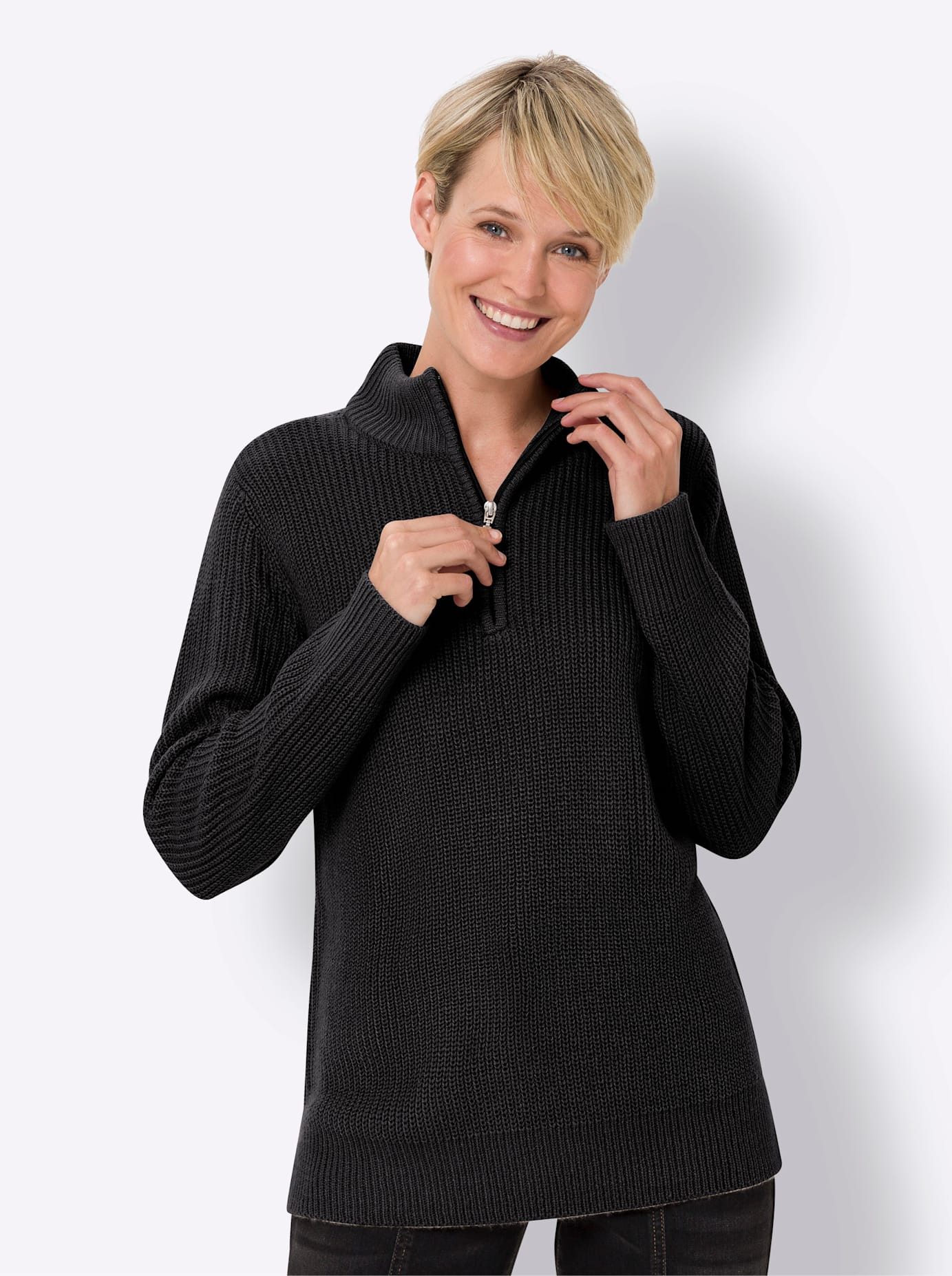 Classic Basics Trui met staande kraag Trui