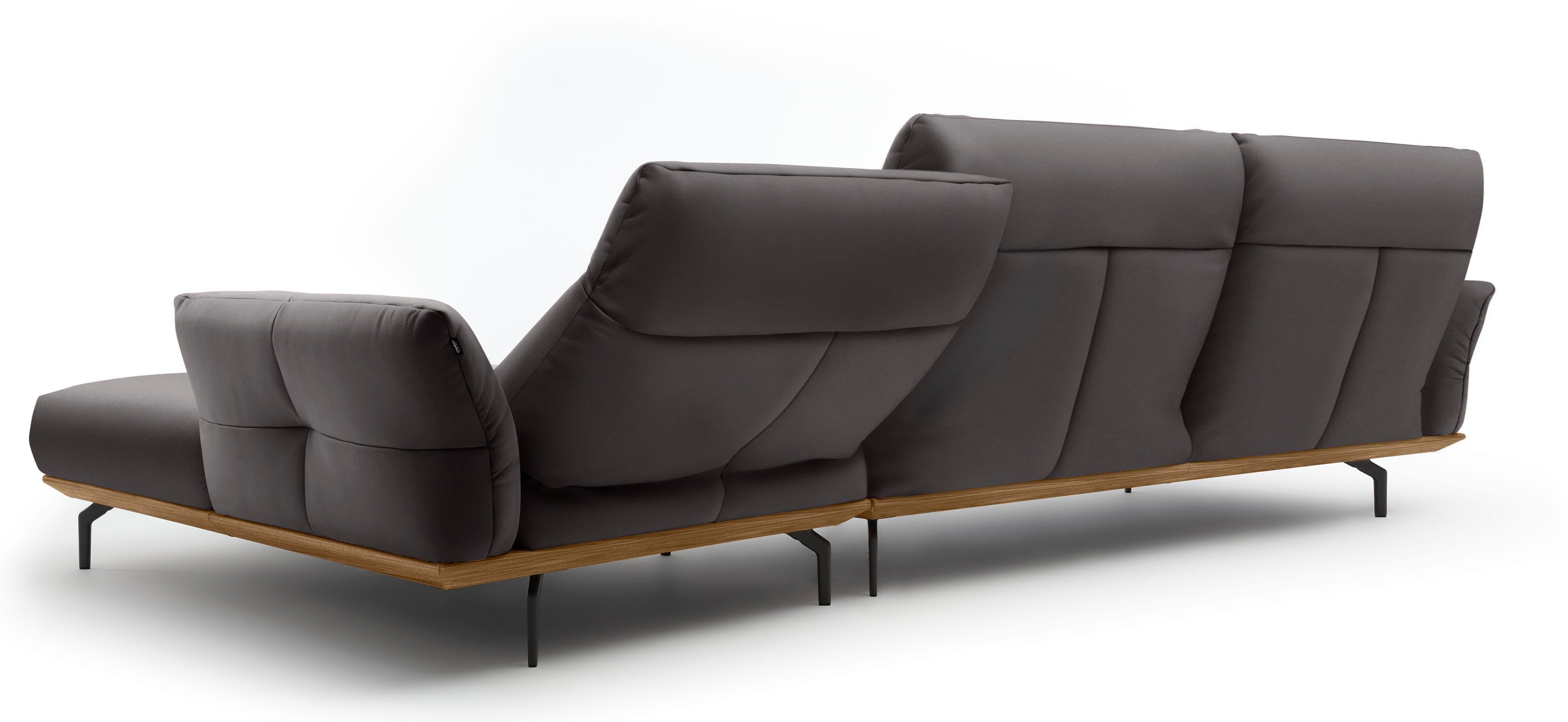 Creation BY ROLF BENZ Hoekbank CR.460 Sokkel in walnotenhout, onderstel in umbra grijs, breedte 338 cm