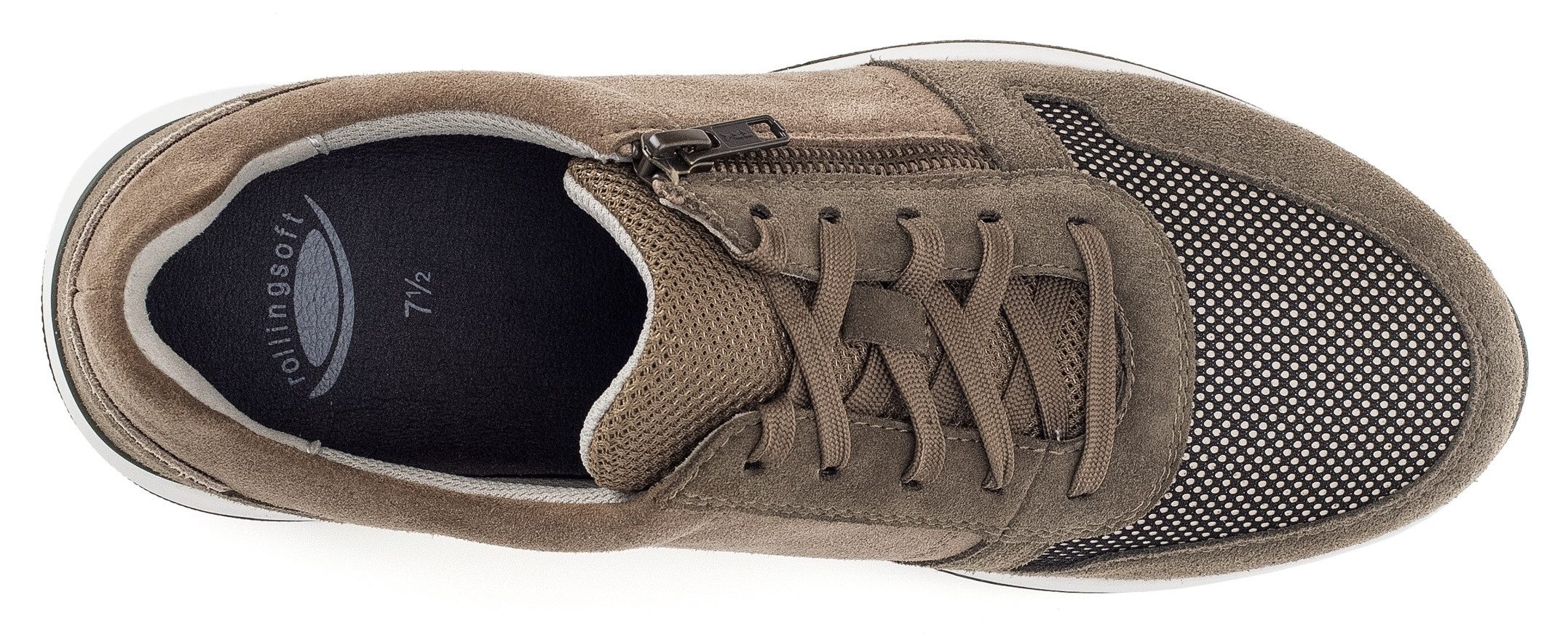 Gabor Rollingsoft Sneakers met sleehak , vrijetijdsschoen, lage schoen, veterschoen met buitenrits, g-breedte