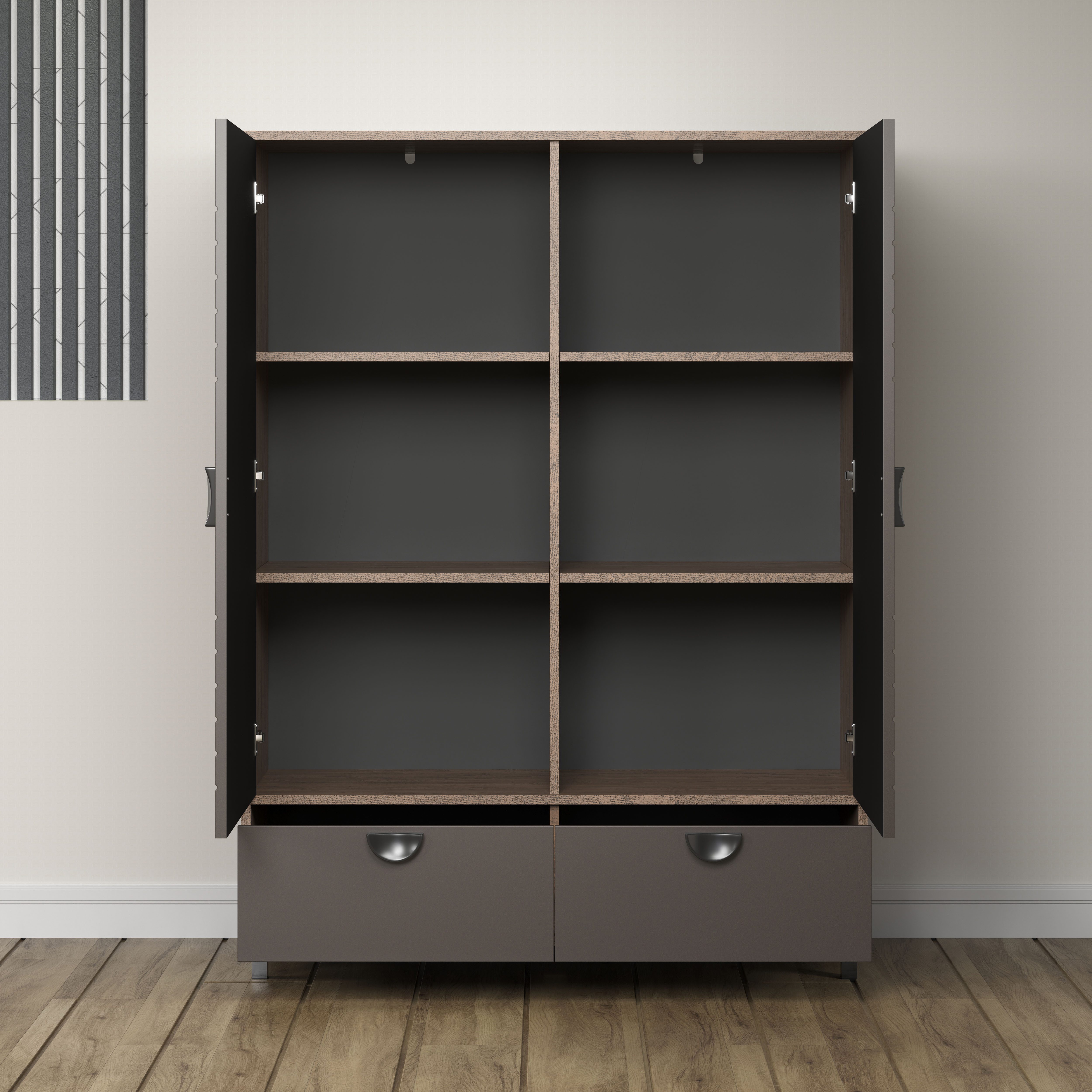 INOSIGN Highboard Fusion Opbergkast met bijzonder cirkelpatroon - (B/D/H) 120/42/163 cm (1 stuk)