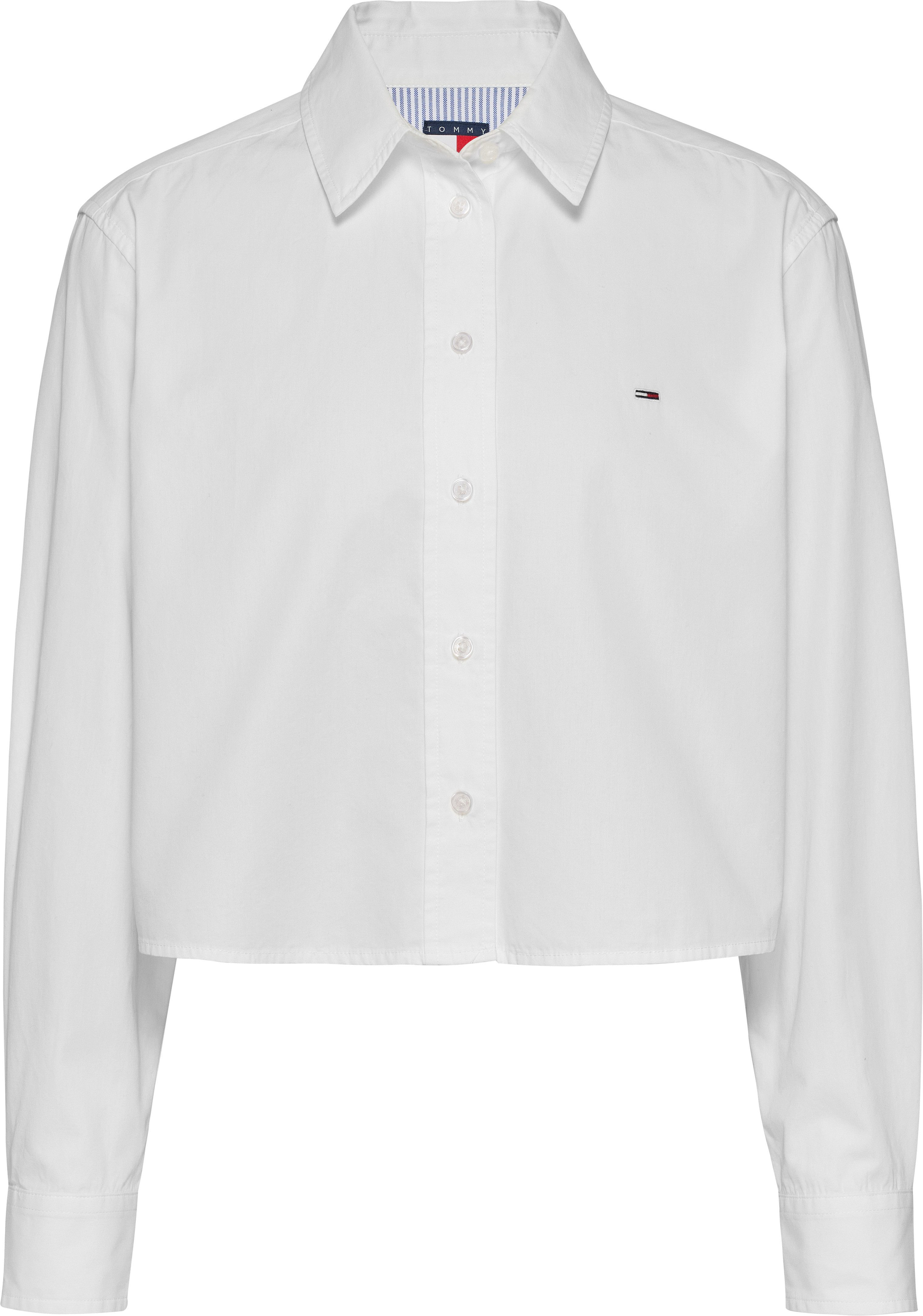 TOMMY JEANS Overhemdblouse TJW CRP RLX POPLIN SHIRT in verkorte lengte, met logoborduring
