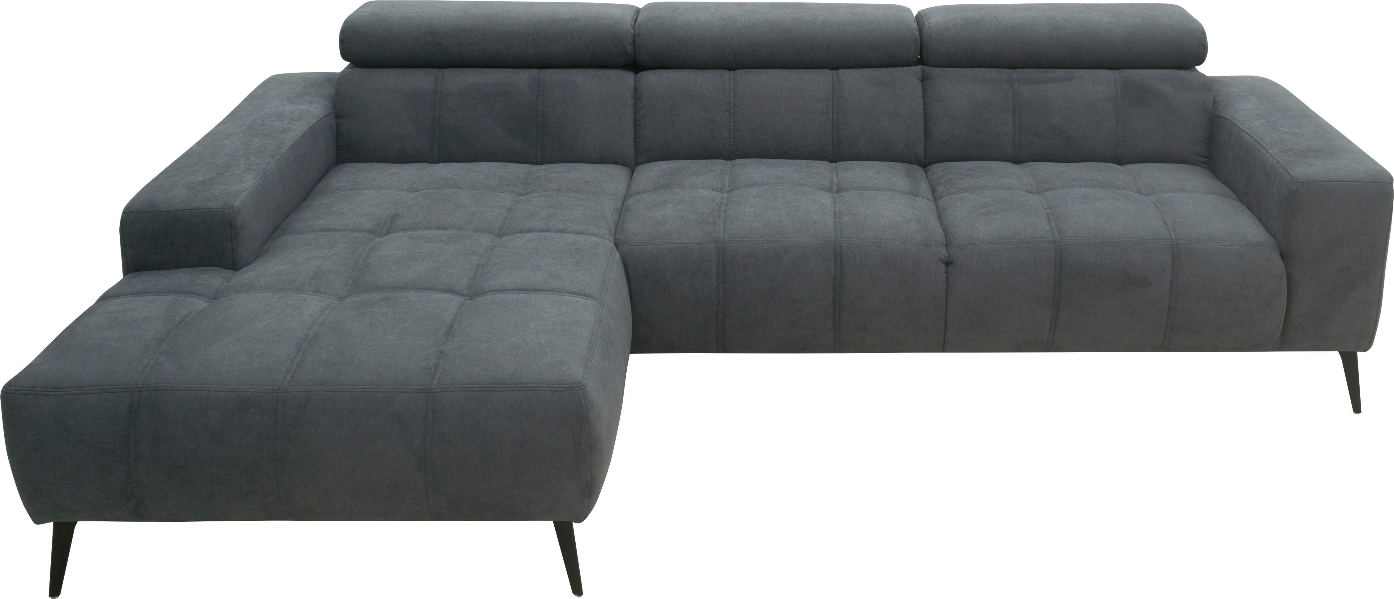 DOMO collection Hoekbank Trento L-vorm, met sledevoet of enkele voet naar keuze met verstelbare hoofdsteun, récamier links/rechts bestelbaar
