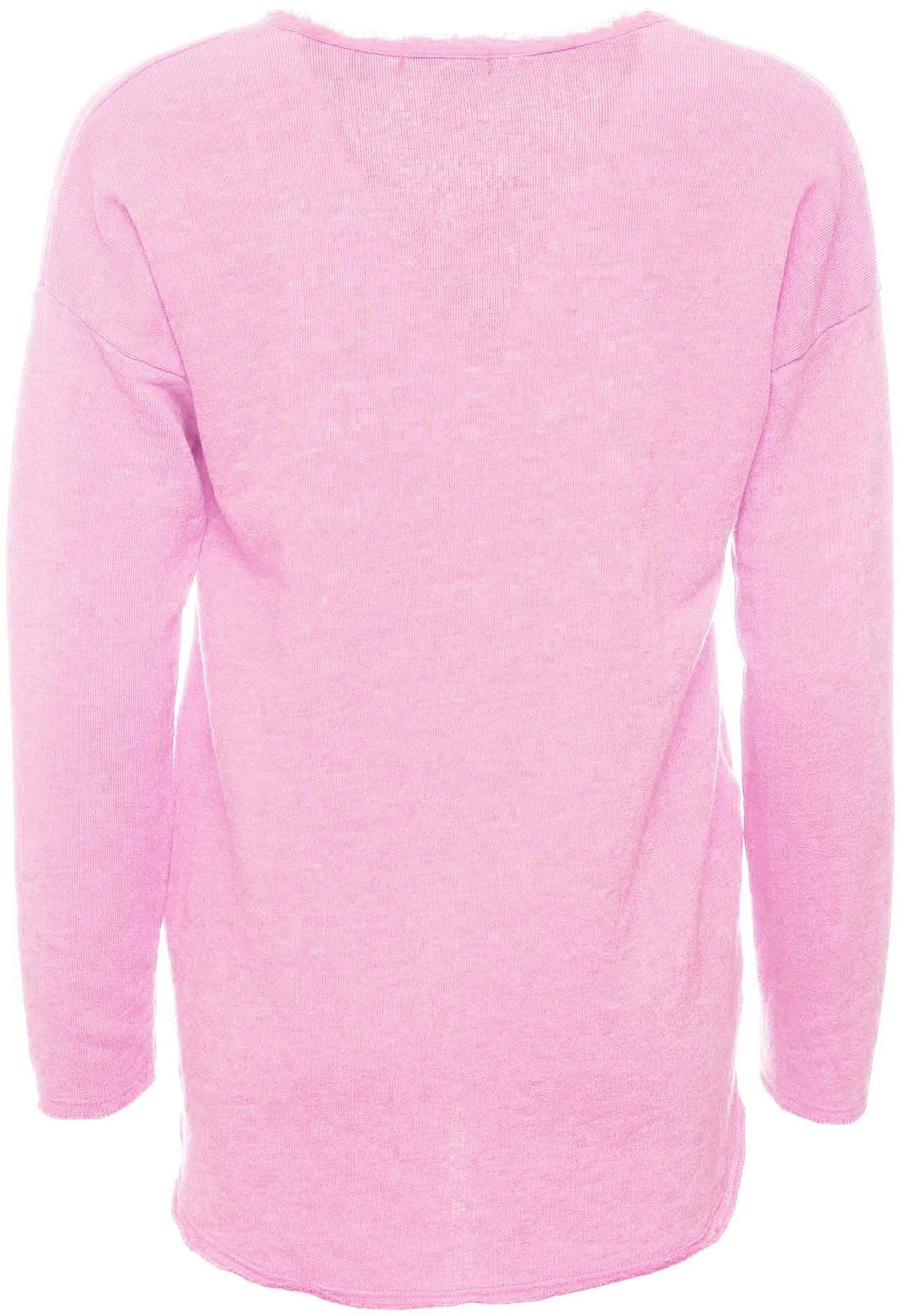 Zwillingsherz Sweatshirt met rafelige v-halslijn in vintage-look