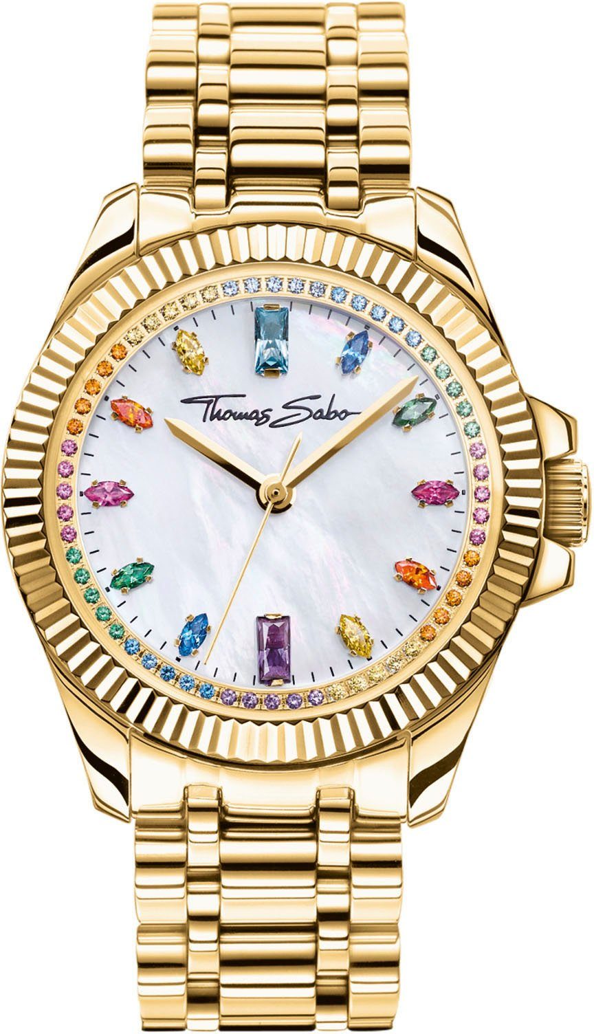 THOMAS SABO Kwartshorloge DIVINE RAINBOW Horloge, dameshorloge, zirkonia, aquamarijn, amethist,...