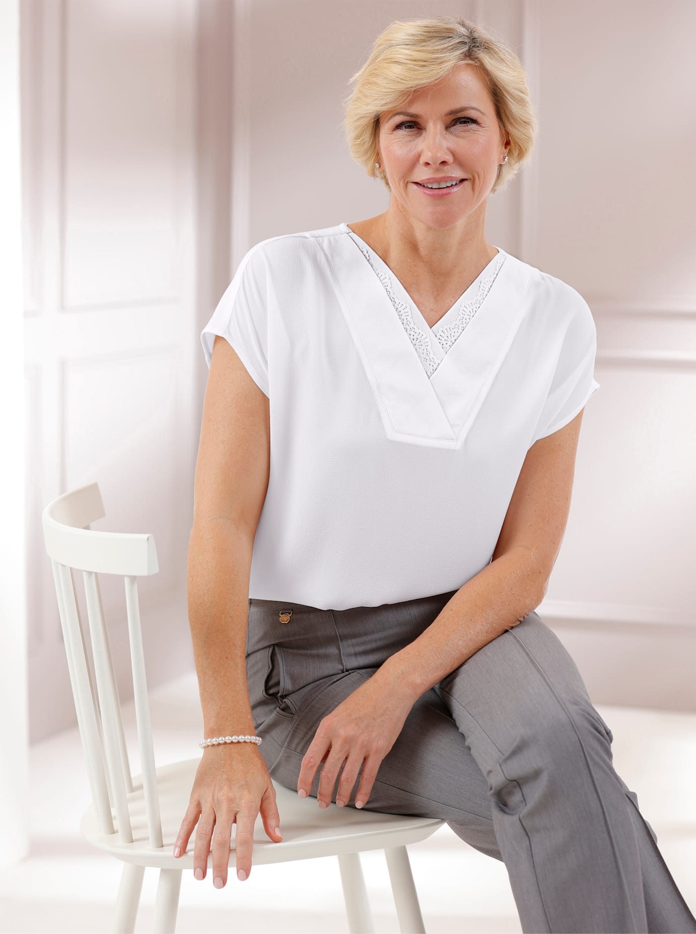 Classic Blouse zonder sluiting dames tunieken maat 54 beige