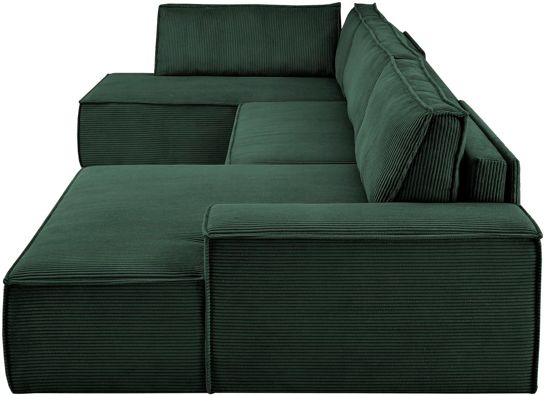Home affaire Zithoek SHERWOOD 329 cm, U-vorm, slaapbank, Slaapfunctie met bedkist (194x139 cm), cord, vintage, fluweel