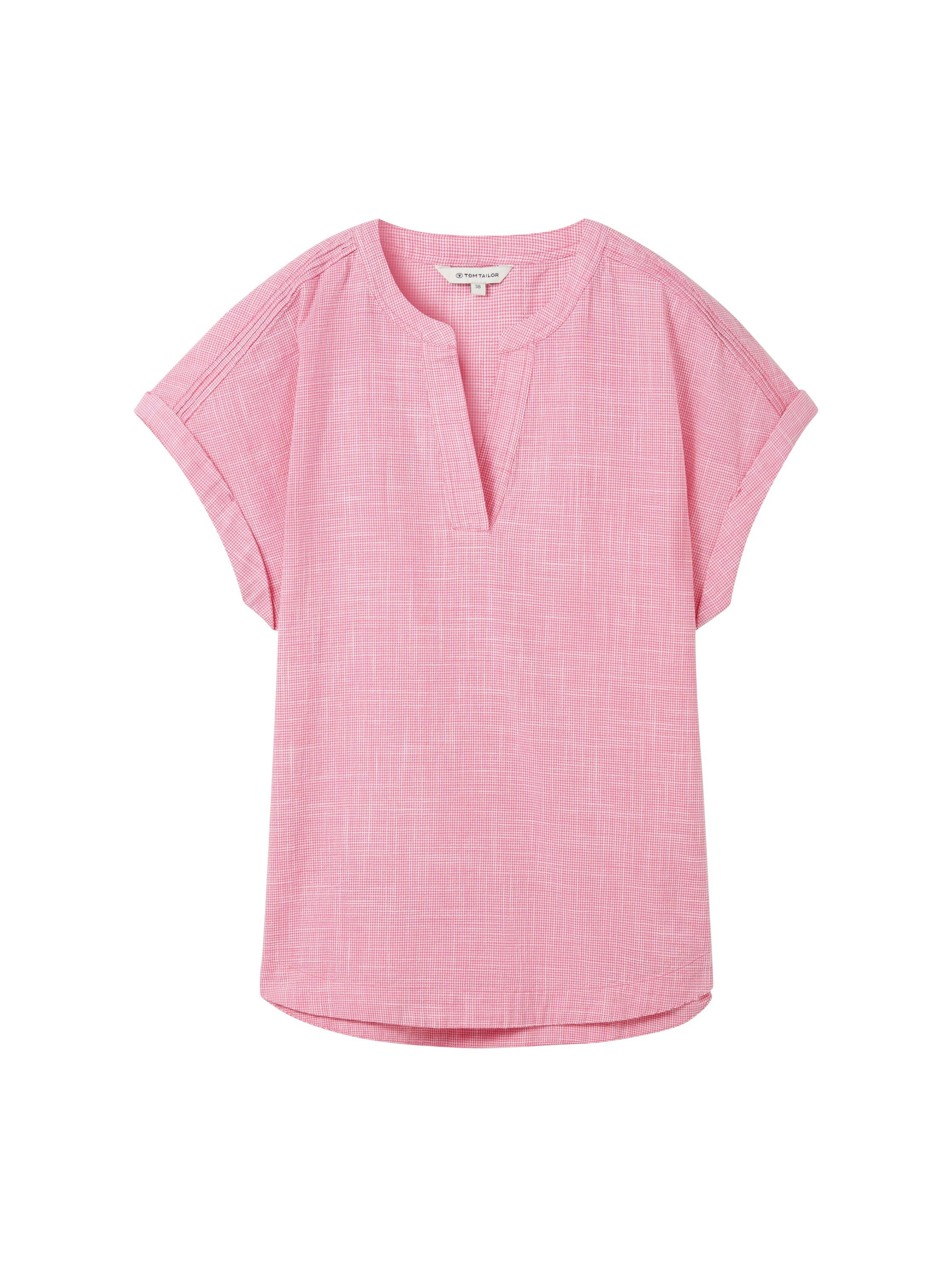 Tom Tailor Blouse zonder sluiting Korte mouw met geweven structuur en V-halslijn