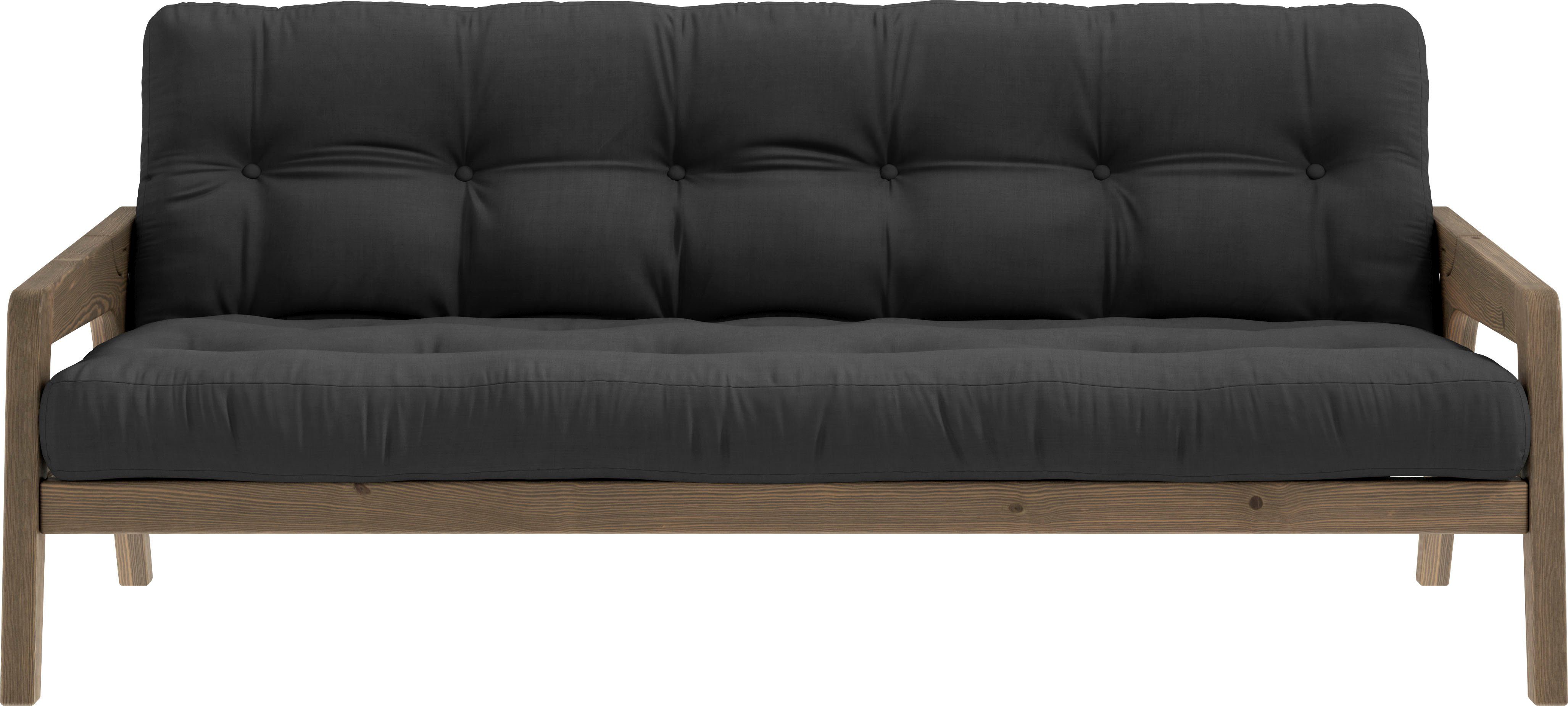 Karup Slaapbank Graf Met houtstructuur, incl. futonmatras, ligoppervlak 130x190 cm grijs, slaapbanken, Frame: carobe brown