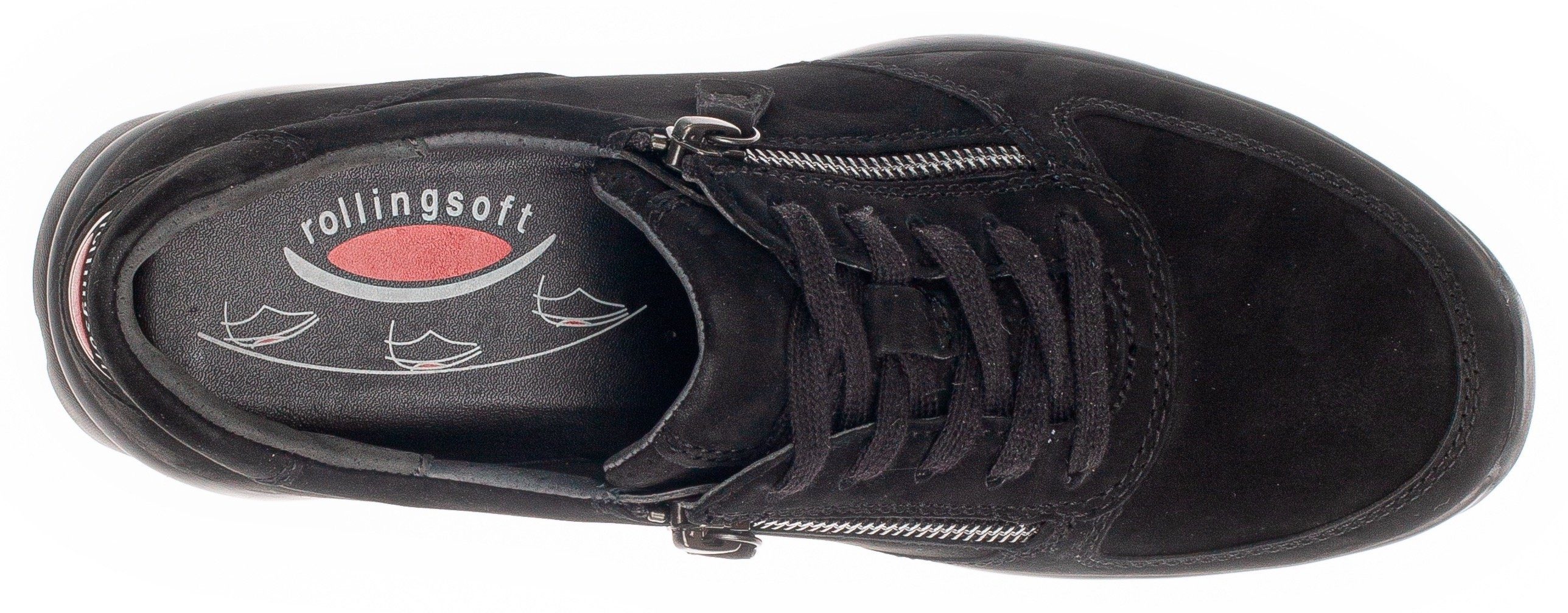 Gabor Rollingsoft Sneakers met sleehak vrijetijdsschoen, lage schoen, veterschoen met optifit verwisselbare inlegzool