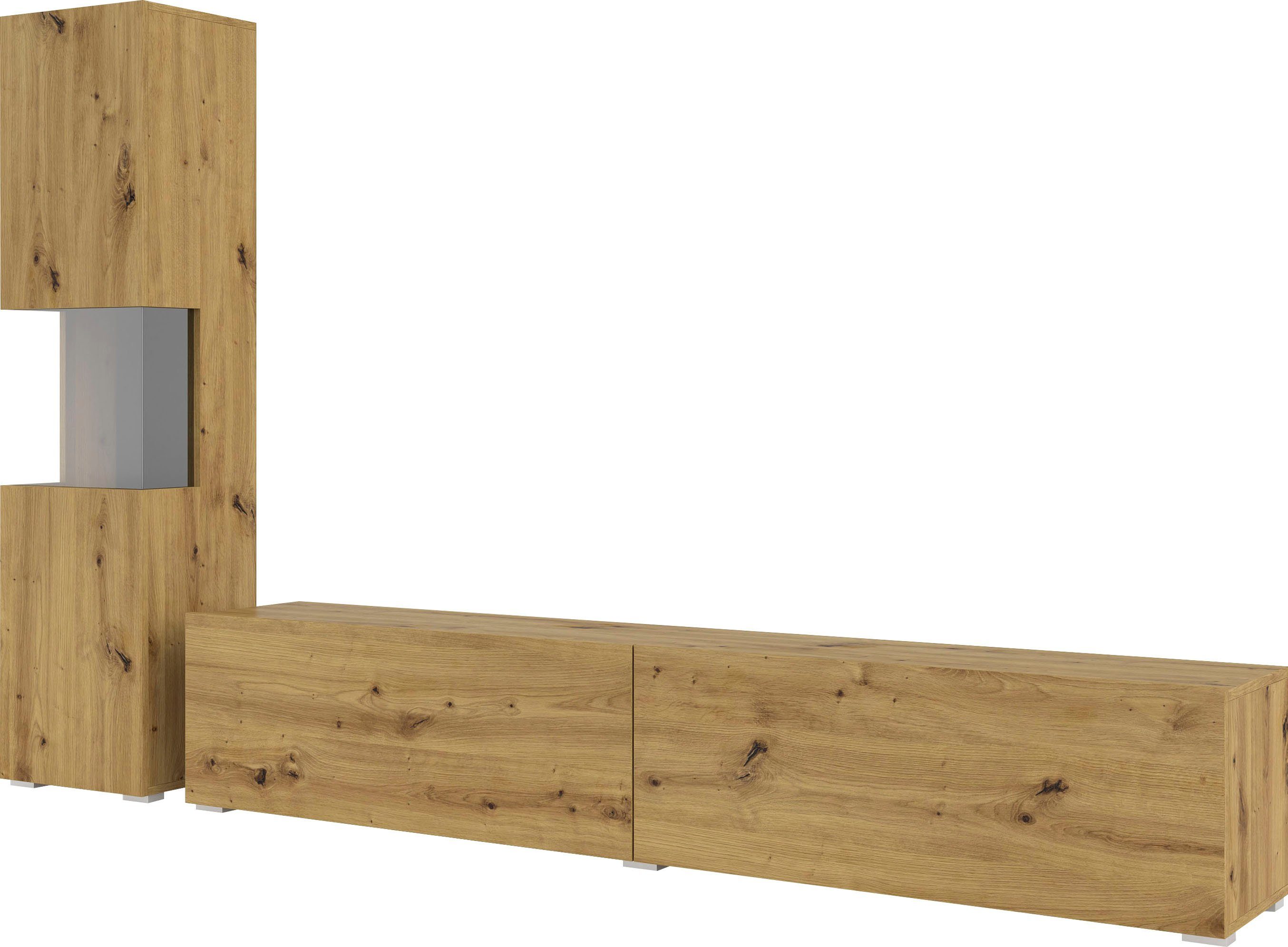 INOSIGN Wandmeubel Ava, woonkamer-set hangend/staand te monteren, vitrinekast, lowboard