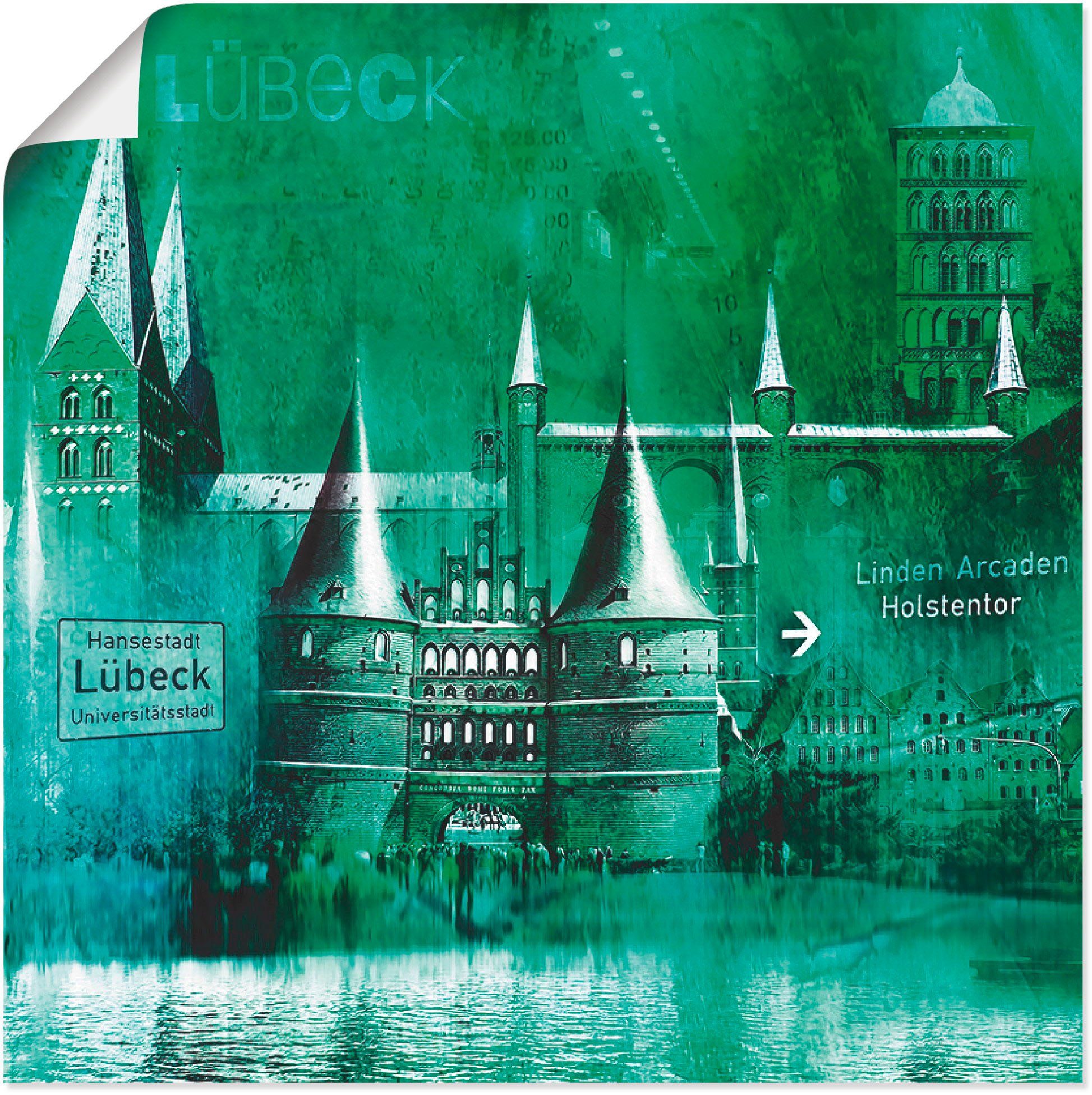 Artland Artprint Lübeck Hanzestad collage 05 in vele afmetingen & productsoorten -artprint op linnen, poster, muursticker / wandfolie ook geschikt voor de badkamer (1 stuk)