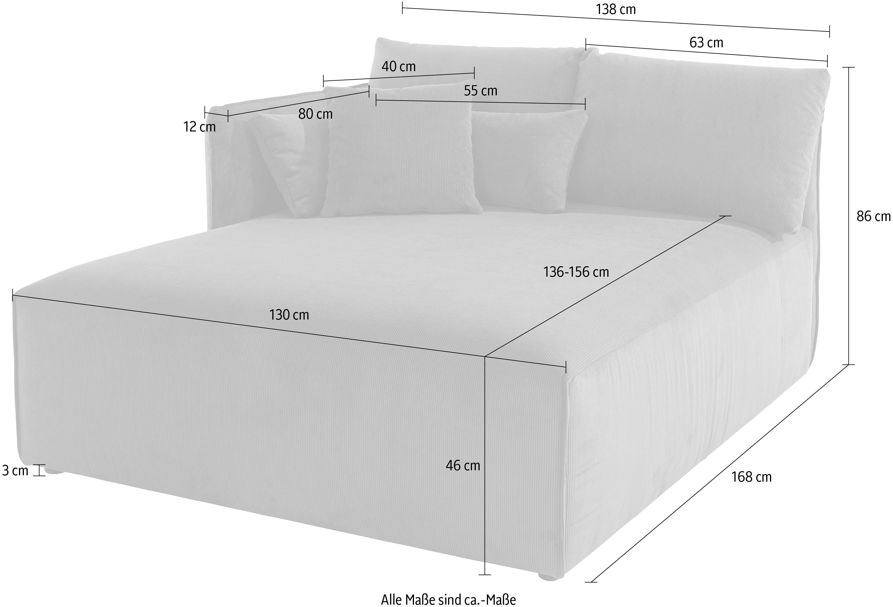 andas Ottomane Nöre Lounge-module - om zelf samen te stellen, breedte 138 cm, diepte 168 cm