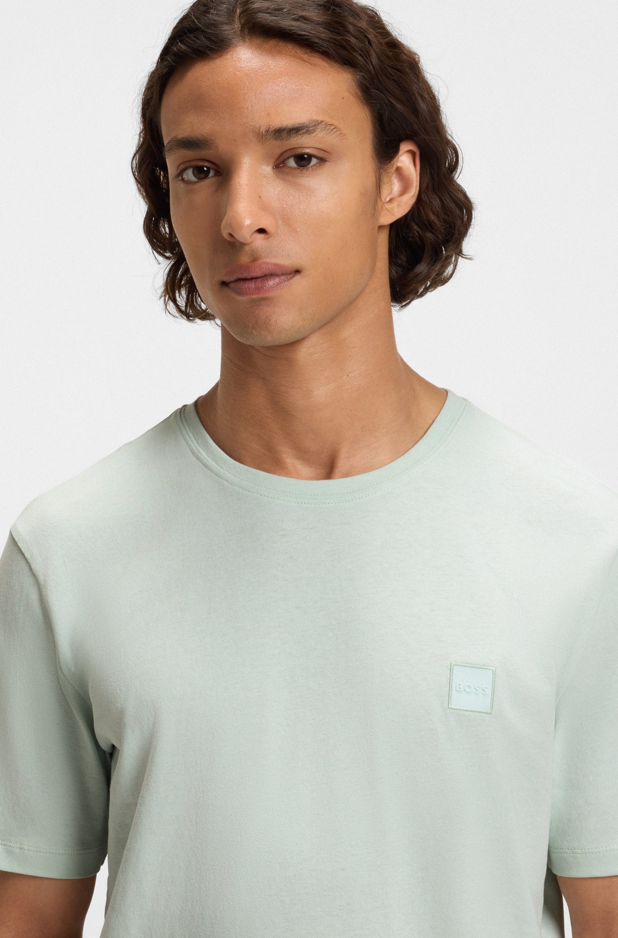 Boss Orange T-shirt Tales met boss-borduursel op de borst
