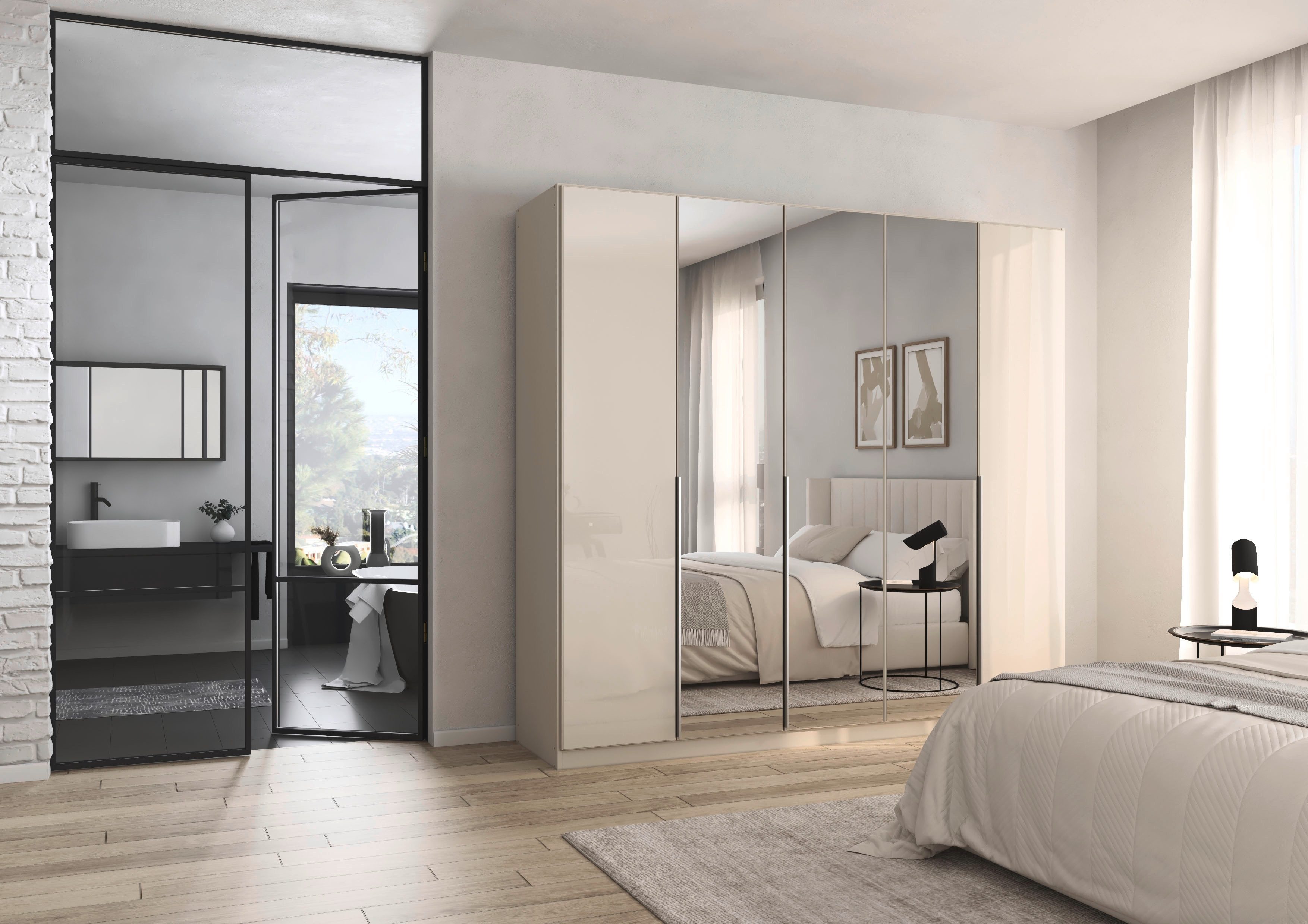 rauch Draaideurkast Kledingkasten kast garderobe AGORDO met glazen front doordachte binnenuitrusting, in 6 breedtes en 2 hoogtes made in germany