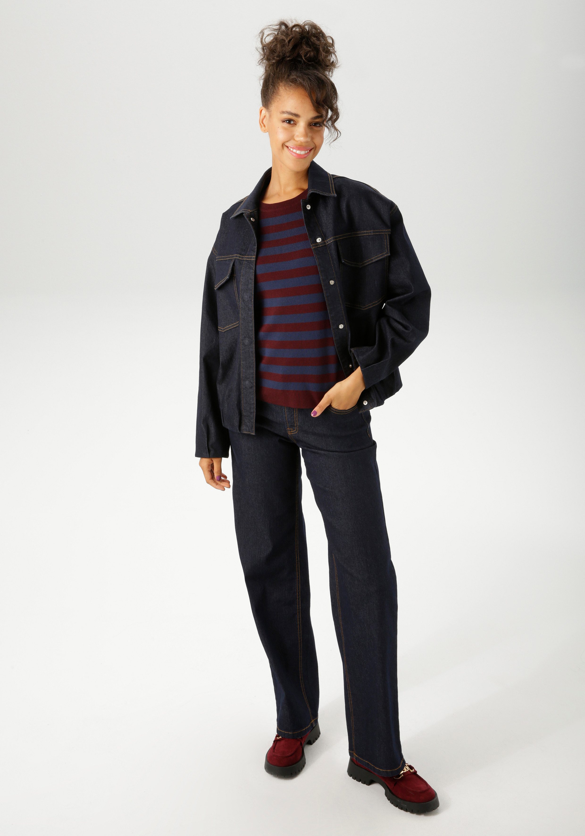Aniston CASUAL Gebreide trui met streepdessin - nieuwe collectie