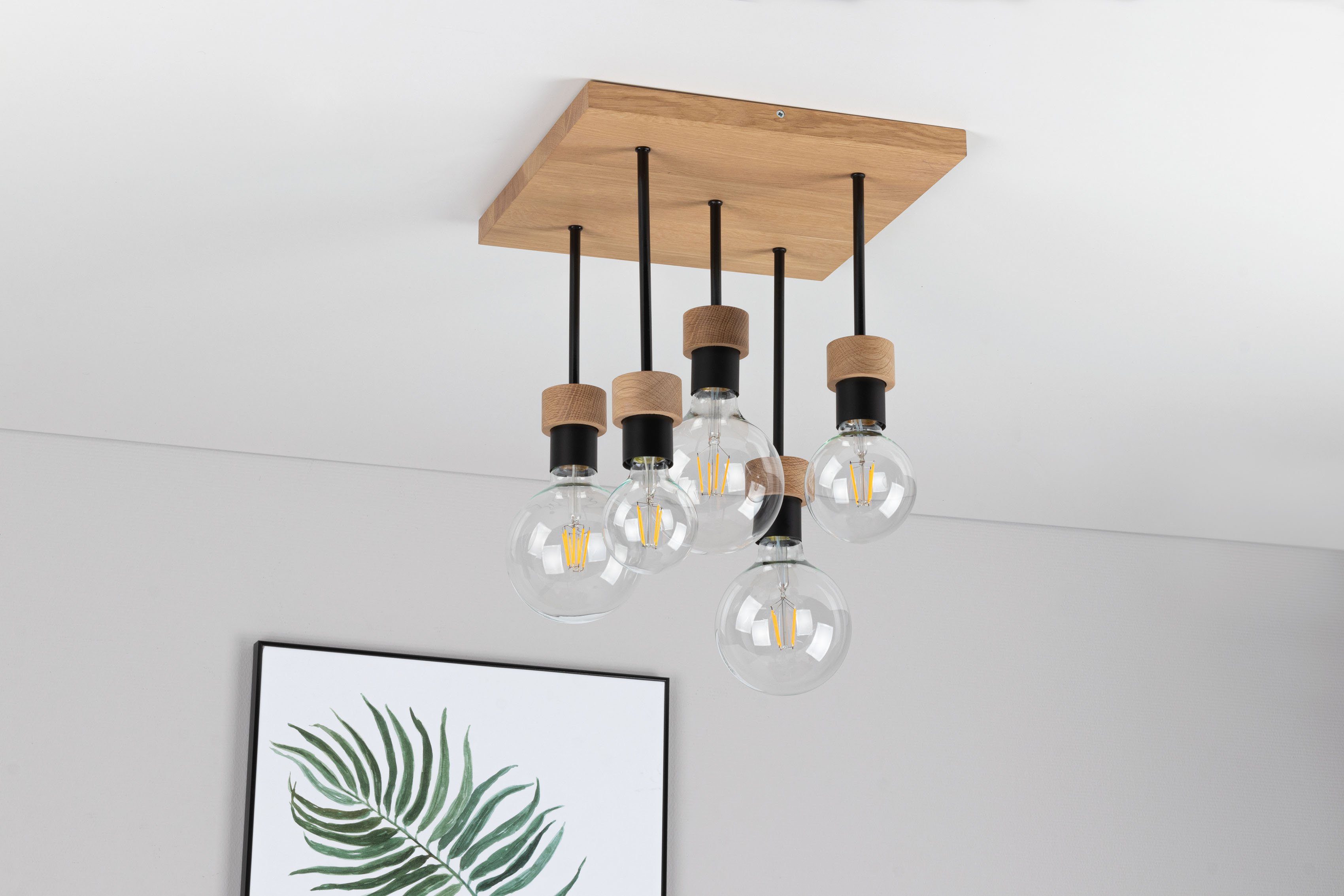 BRITOP LIGHTING Plafondlamp CHANDELLE Natuurproduct van eikenhout, duurzaam met FSC®-certificaat (1 stuk)