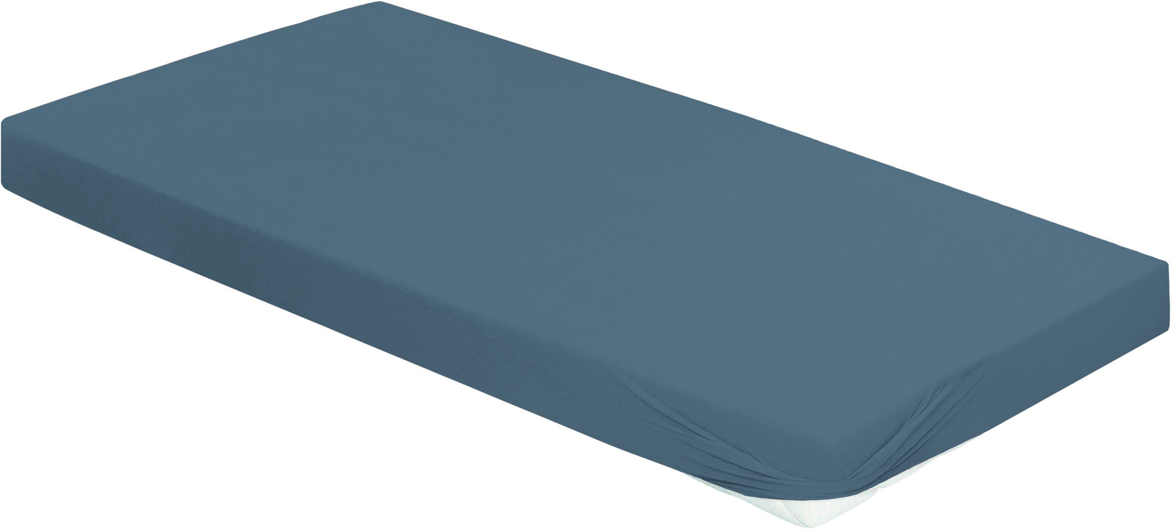 BIERBAUM Hoeslaken Jersey 95% katoen en 5% elastaan voor optimale zachtheid en rekbaarheid (1 stuk) hoeslakens maat 140-160 cm x 200-220 cm blauw