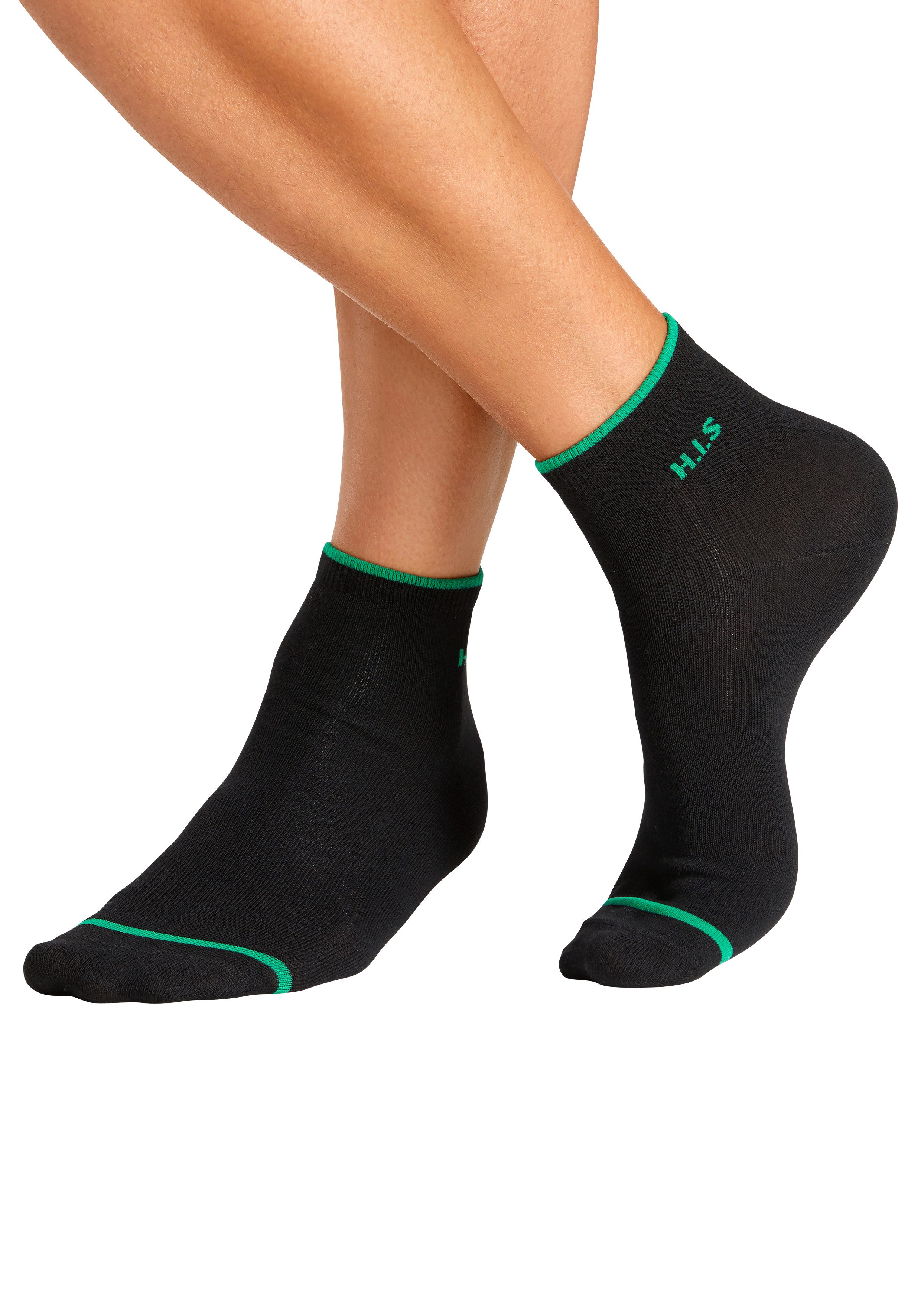 H.I.S Korte sokken met gekleurde boord (set 7 paar)