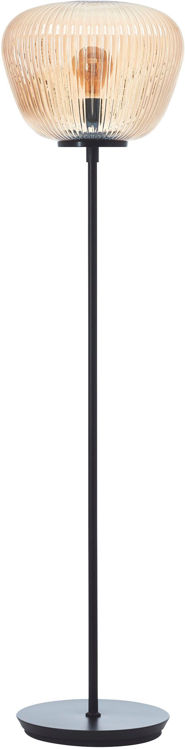 Brilliant Leuchten Staande lamp Kaizen Geribbeld glas, 140 x 35 cm, E27, amber-bernstein kleur (1 stuk)