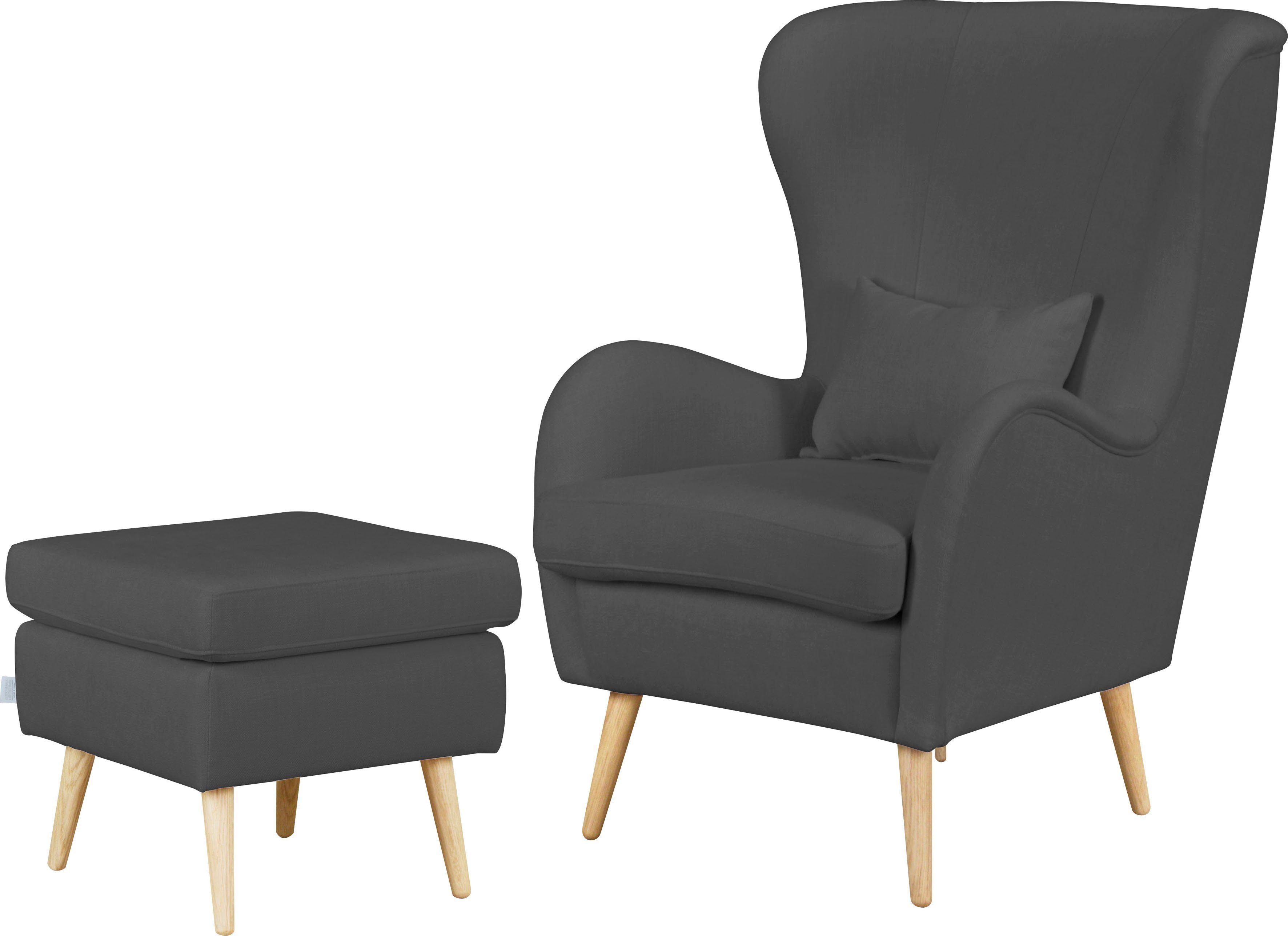 Guido Maria Kretschmer Home&Living Fauteuil Sallito, TV-stoel, oorfauteuil met Hocker, in veel stofkwaliteiten, ook in fluweelcord