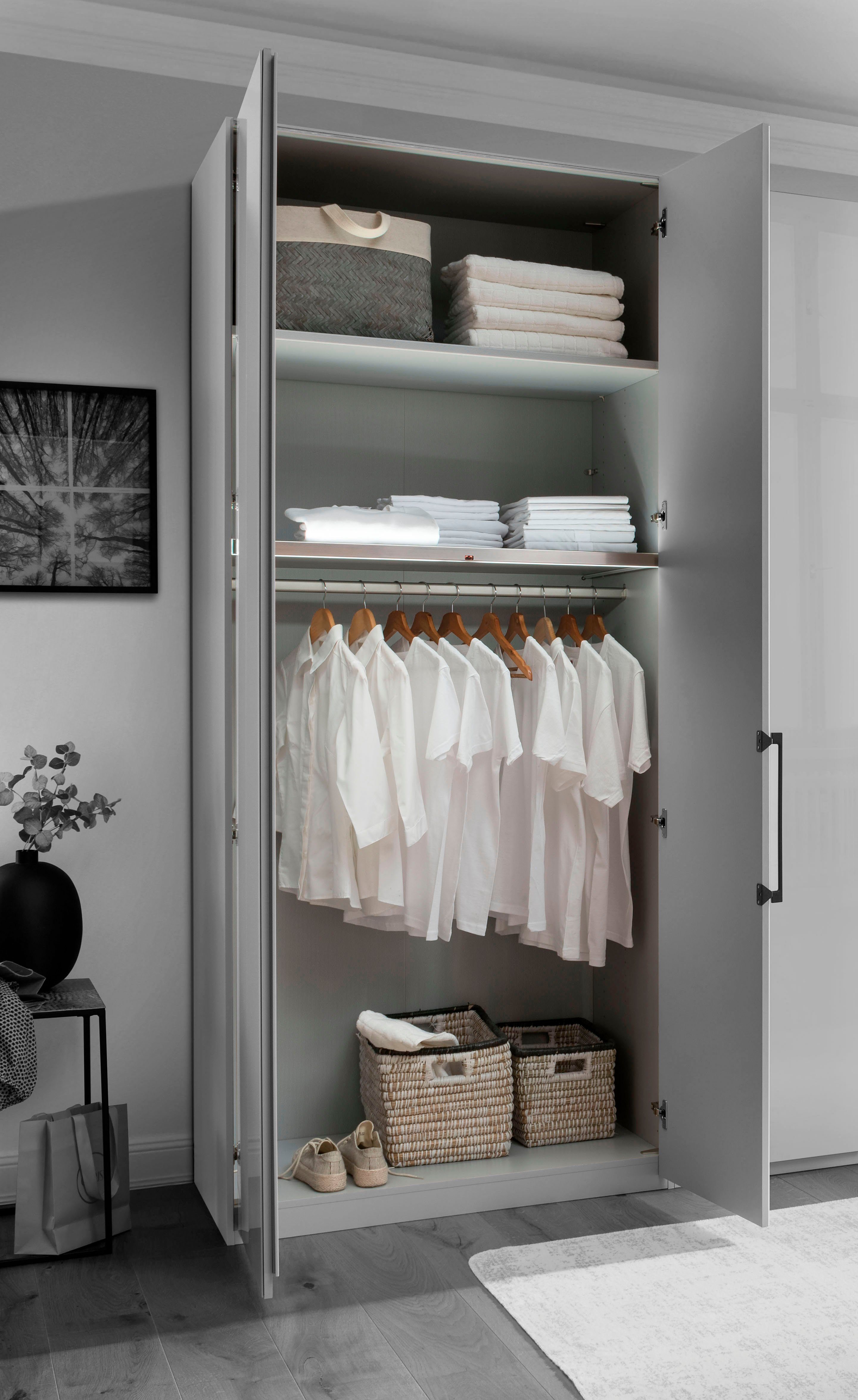WIEMANN Draaideurkast Monaco, made in Germany, chic glazen front, in verschillende kleuren,