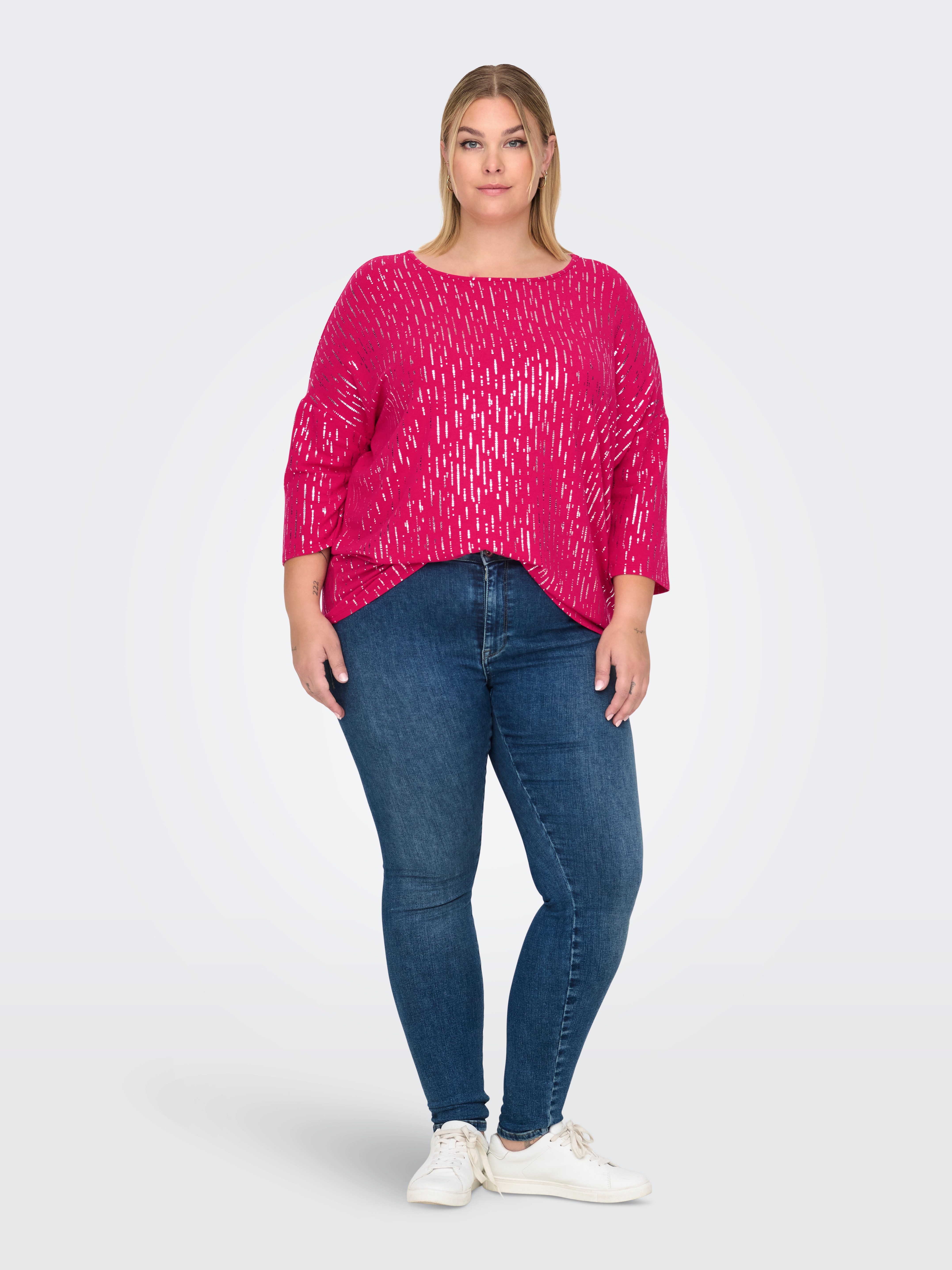 ONLY CARMAKOMA Shirt met ronde hals CARFOILA 3/4 O-NECK TOP JRS BF