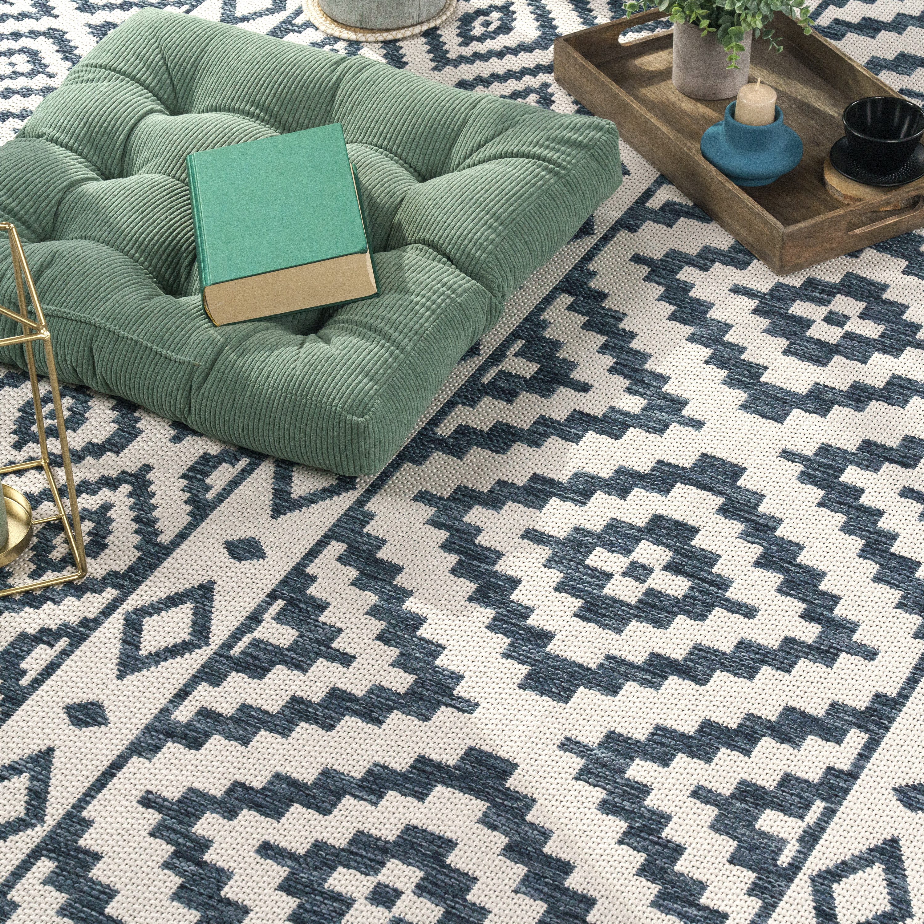 Paco Home Vloerkleed Coco 201 Platweefsel, ruitdesign, geschikt voor binnen en buiten, woonkamer