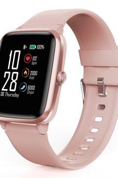 hama smartwatch fitness-tracker, waterdicht, geïntegreerde gps, hartritme smartwatch 5910, calorien roze