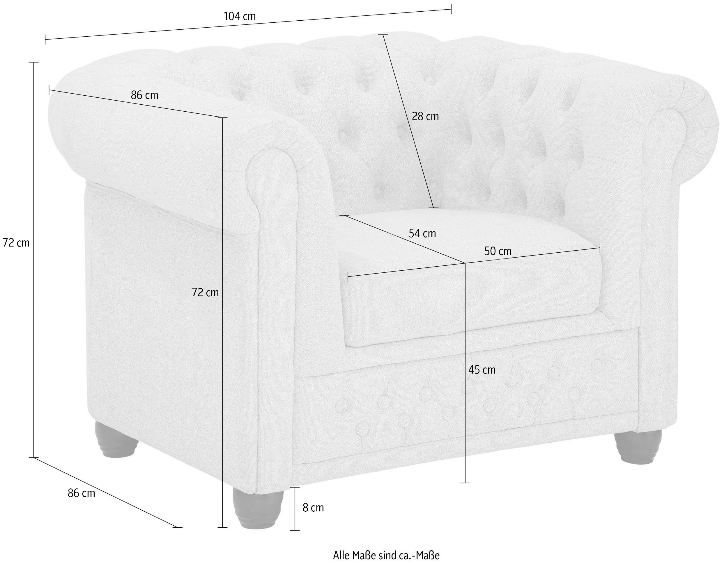 Home affaire Chesterfield-fauteuil New Castle fauteuil hoogwaardige capitonnage, bxdxh: 104x86x72 cm